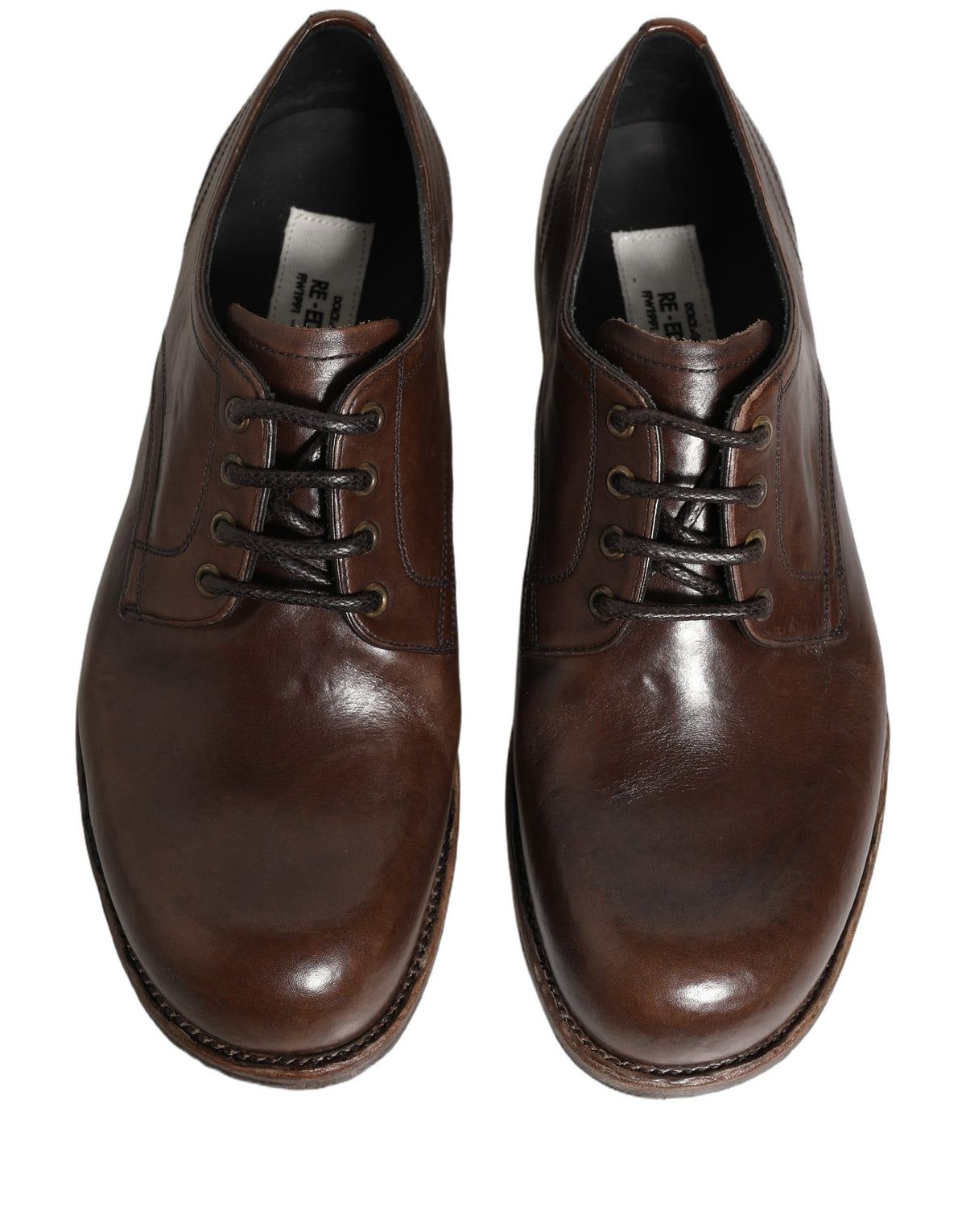 Dolce & Gabbana Brown Leather Derby Dress Shoes, Artisan Luxury
