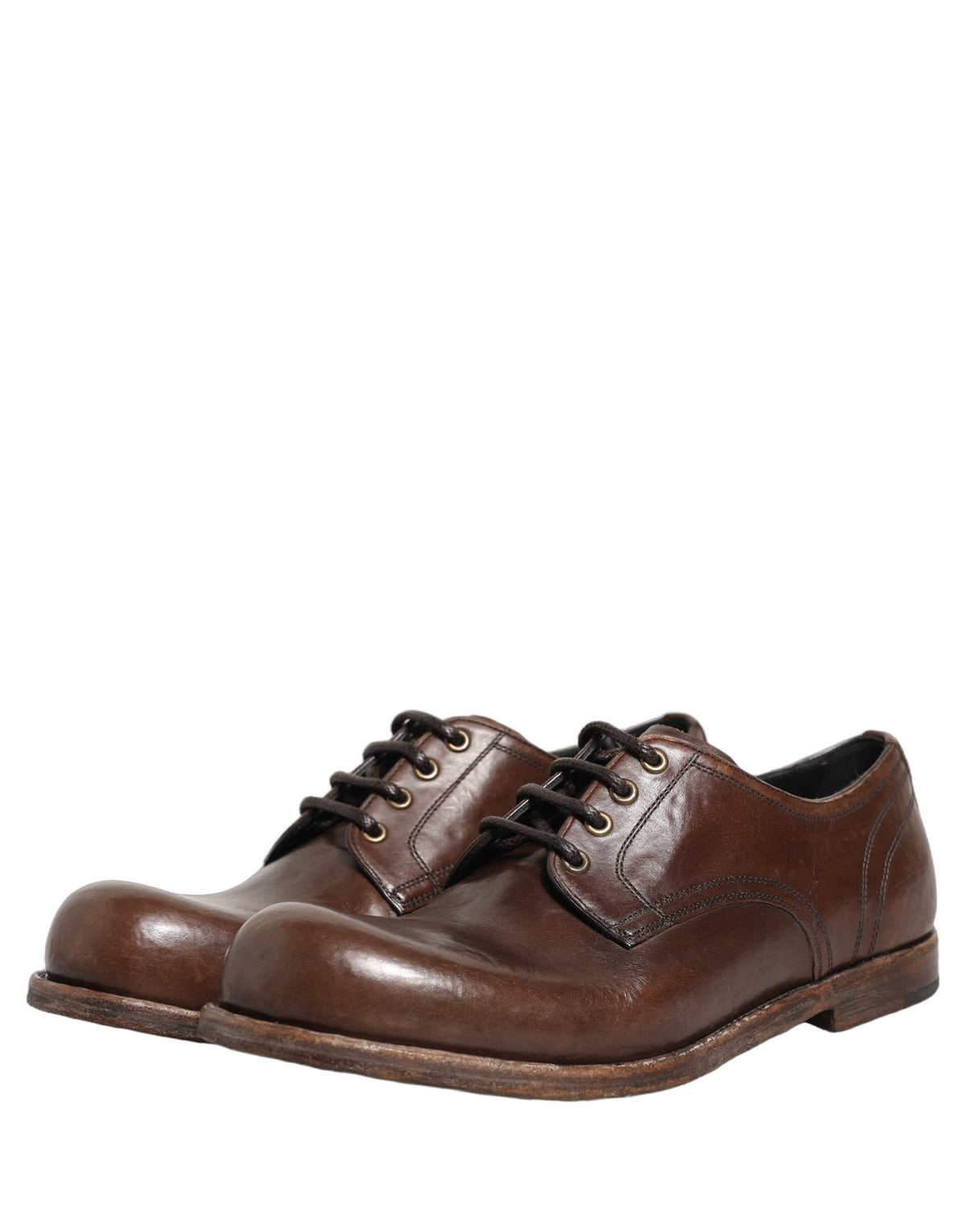 Dolce & Gabbana Brown Leather Derby Dress Shoes - Artisan Luxury