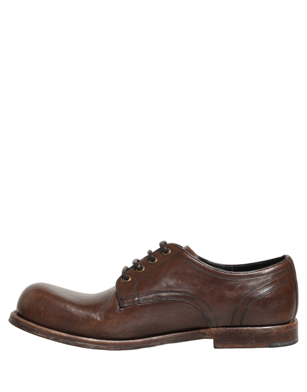 Dolce & Gabbana Brown Leather Derby Dress Shoes, Artisan Luxury