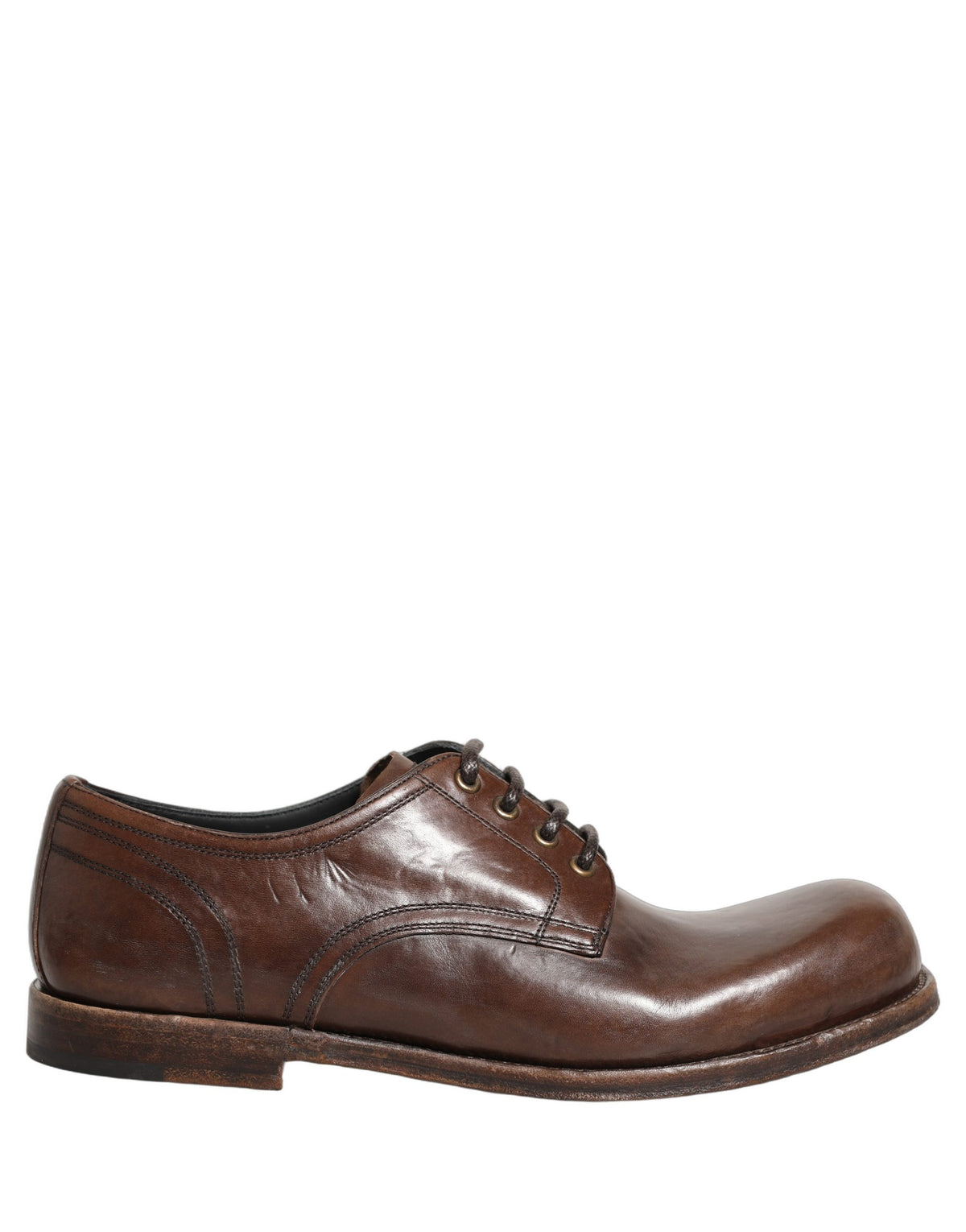 Dolce & Gabbana Brown Leather Derby Dress Shoes for Timeless Elegance