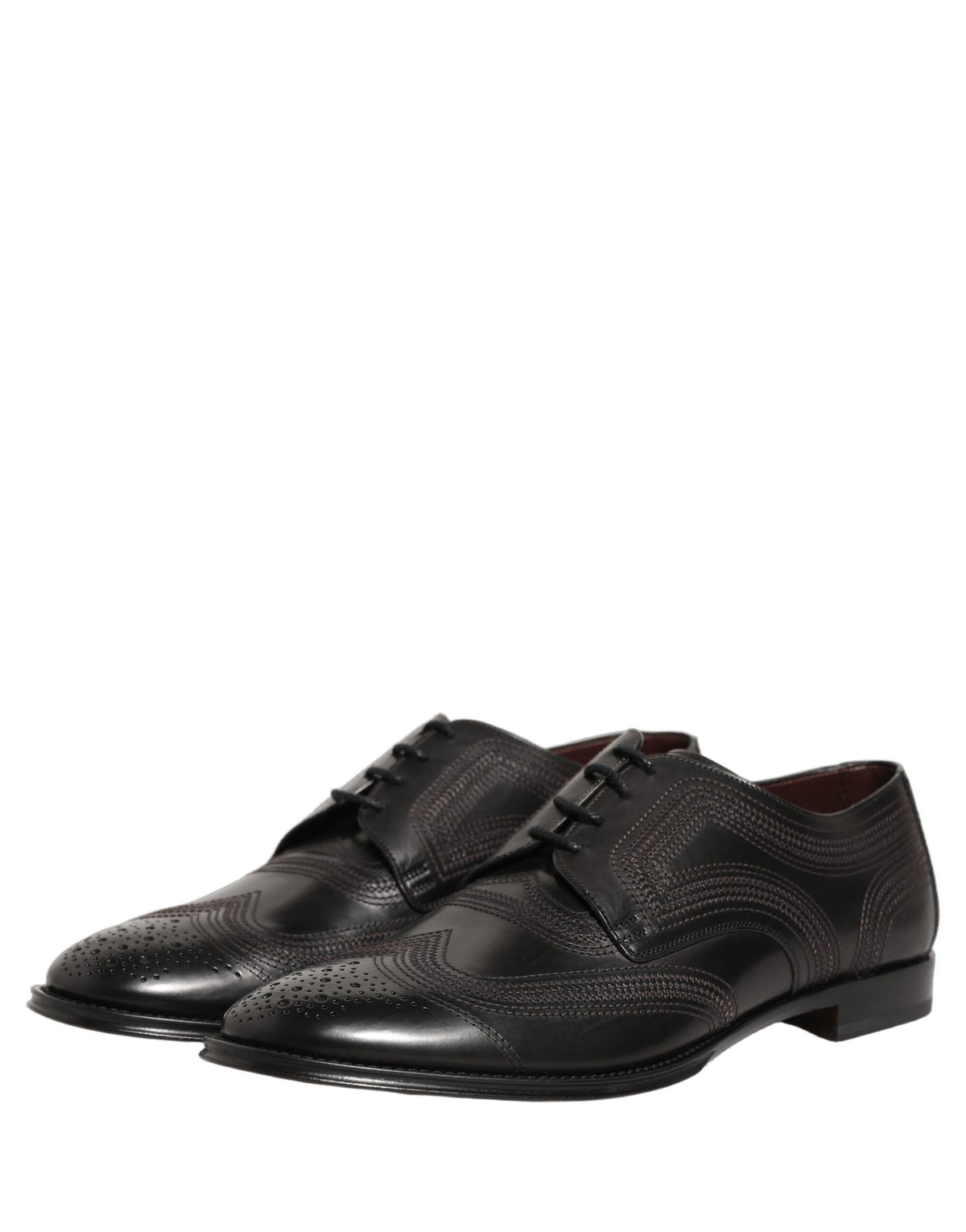 Dolce & Gabbana Black Embroidered Derby Shoes - Timeless Luxury
