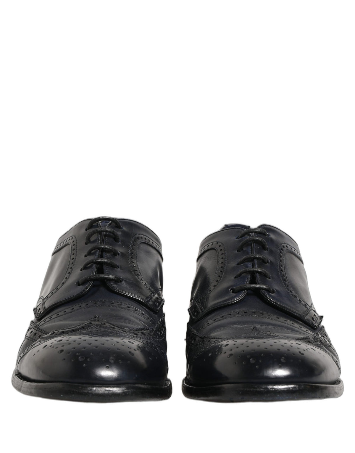 Dolce & Gabbana Blue Leather Derby Wingtip Shoes - Timeless Luxury