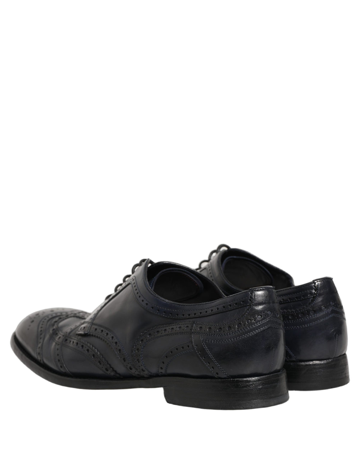 Dolce & Gabbana Blue Leather Derby Wingtip Shoes - Luxury Elegance