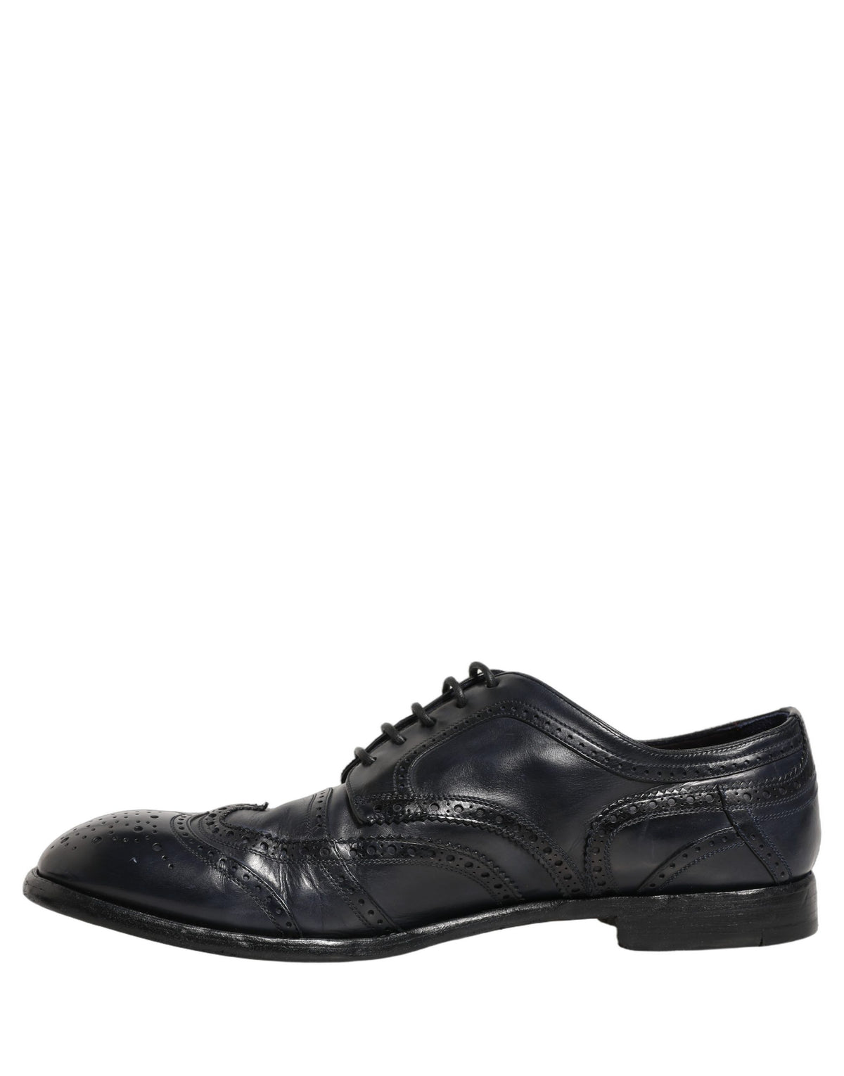 Dolce & Gabbana Blue Leather Derby Wingtip Shoes - Timeless Luxury
