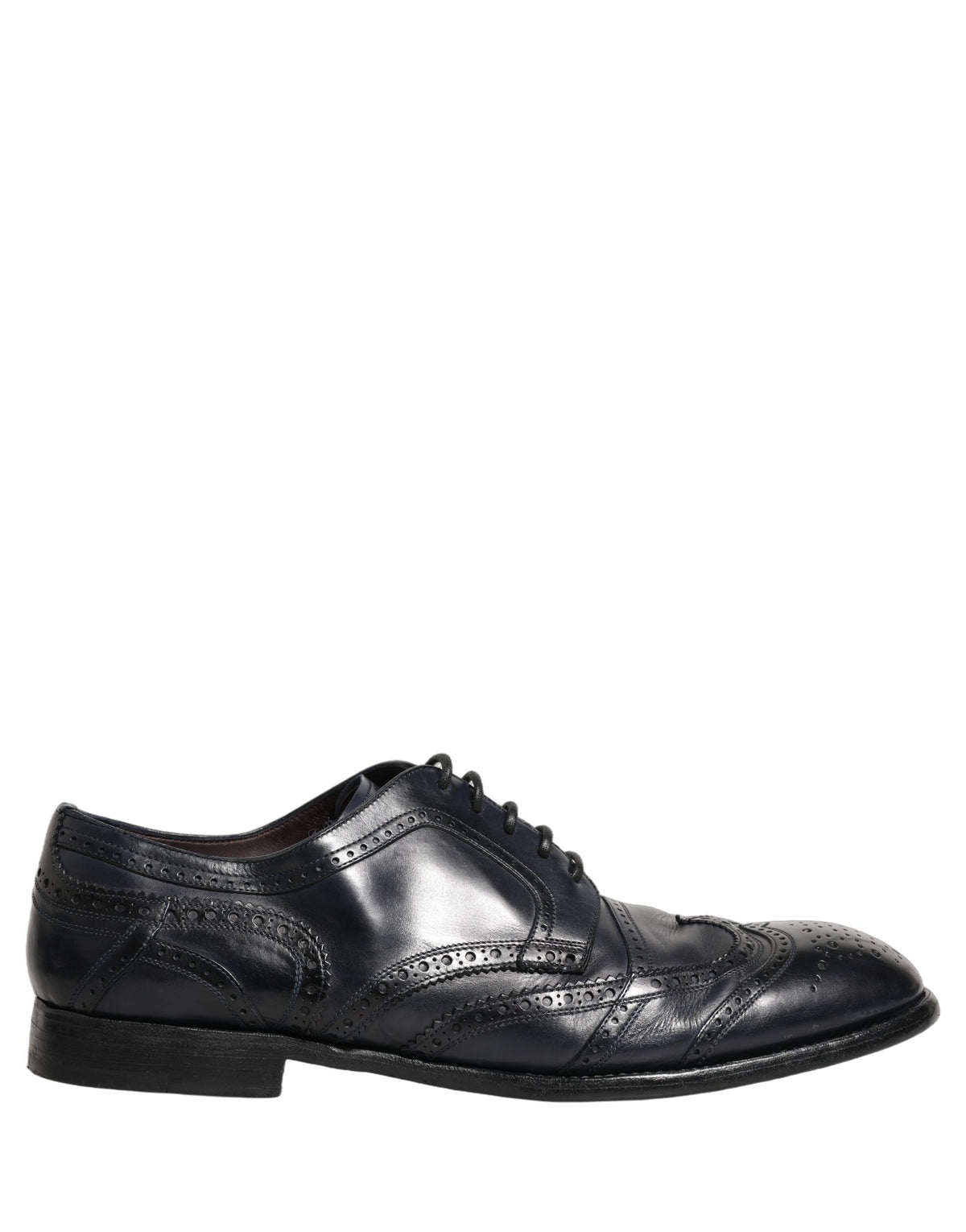 Dolce & Gabbana Blue Leather Derby Wingtip Shoes - Timeless Luxury