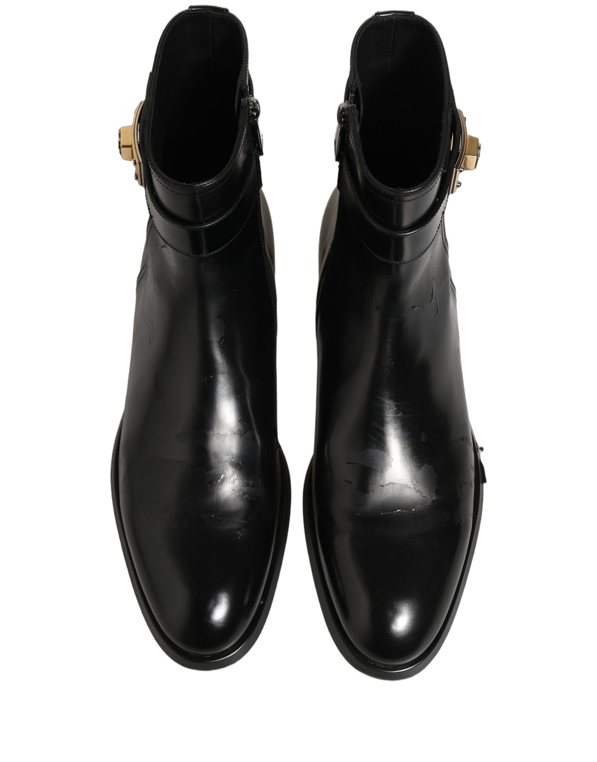 Dolce & Gabbana Black Leather Mid Calf Boots - Luxury Couture