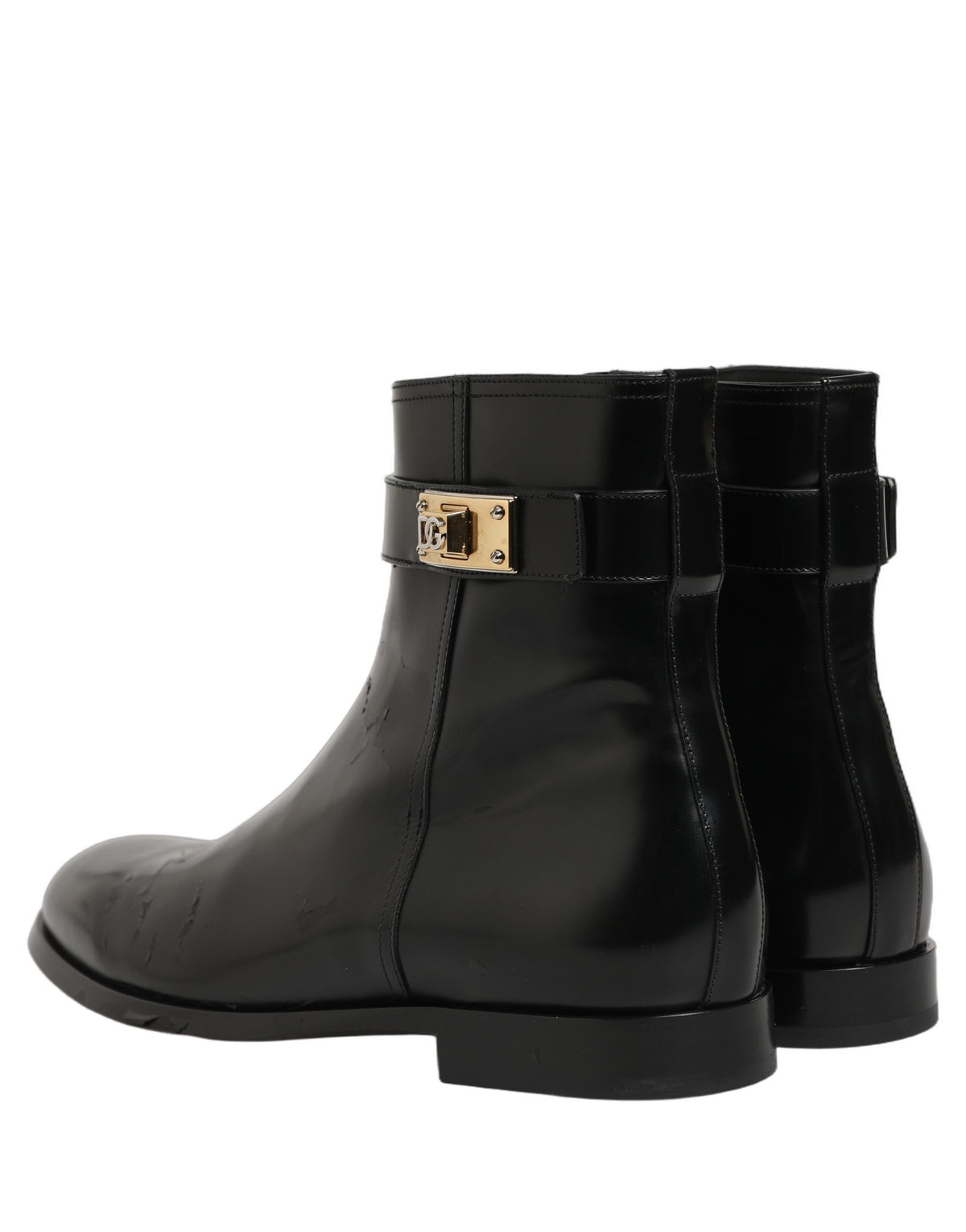 Dolce & Gabbana Black Leather Mid Calf Boots - Luxe Elegance