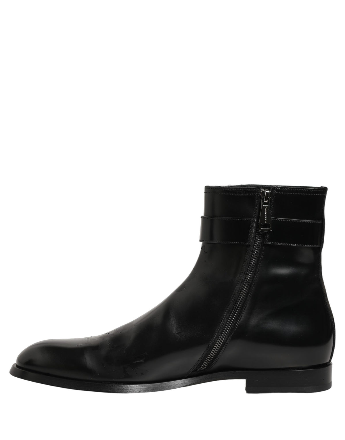 Dolce & Gabbana Black Leather Mid Calf Boots - Luxury Elegance