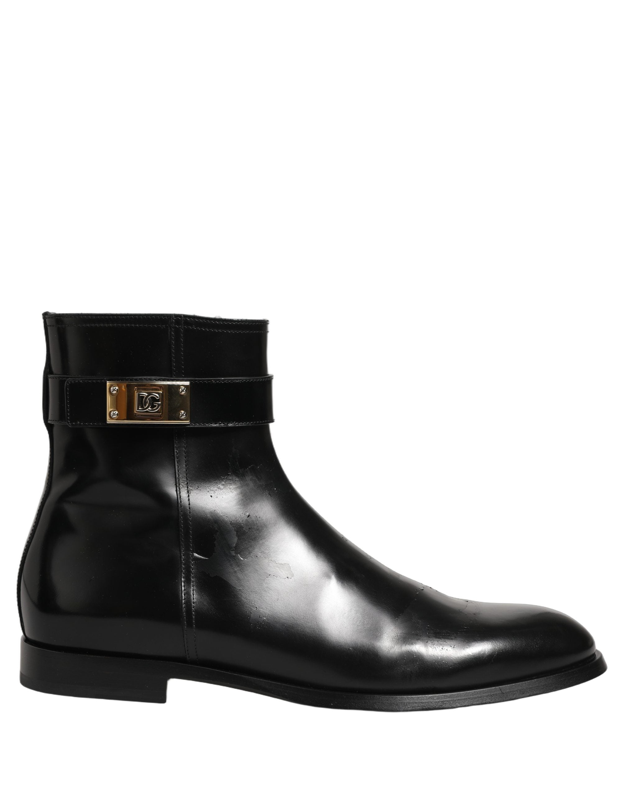 Dolce & Gabbana Black Leather Mid Calf Boots - Luxurious Elegance