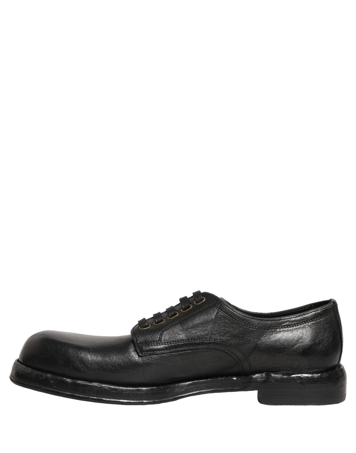 Dolce & Gabbana Black Leather Derby Dress Shoes for Timeless Elegance