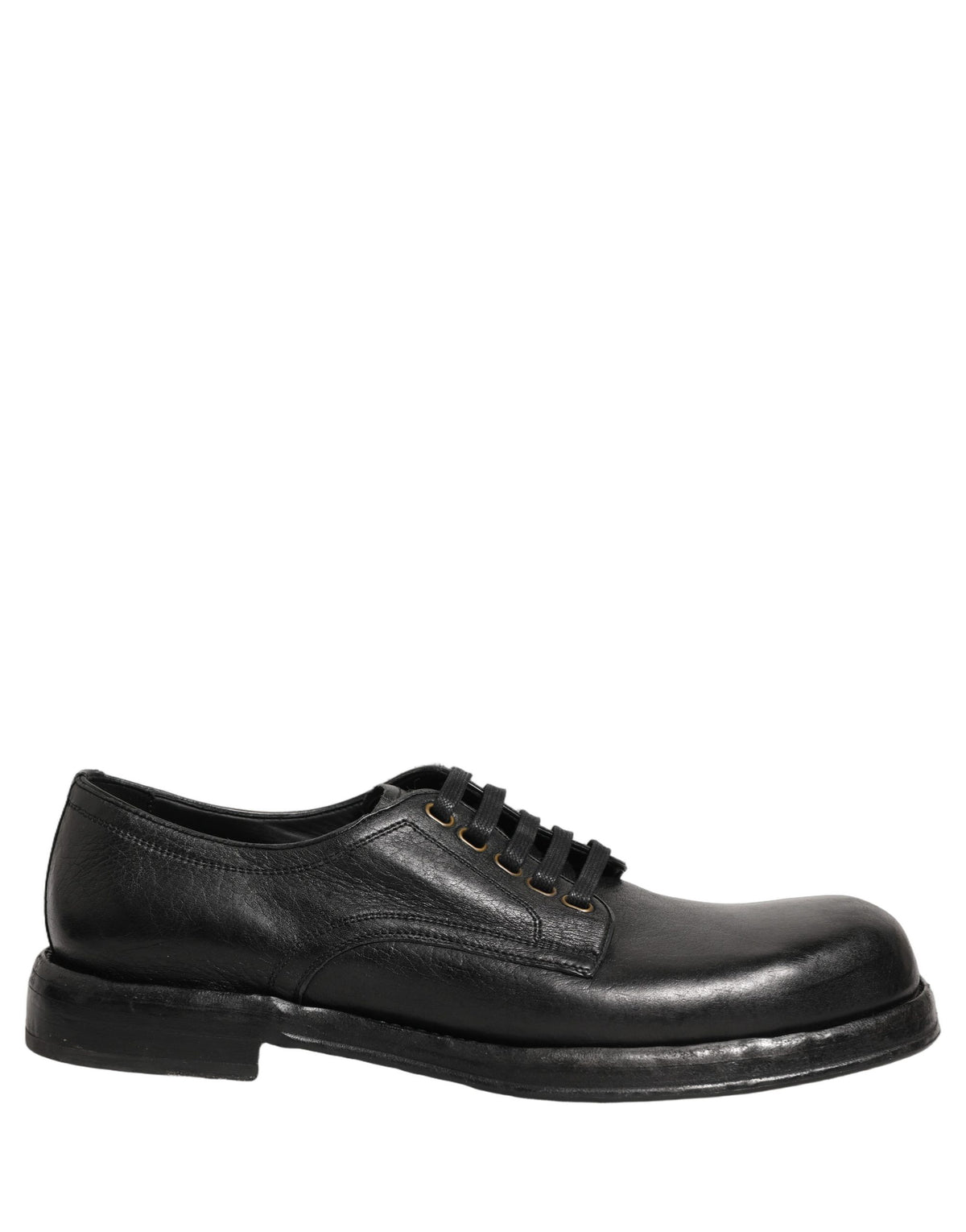 Dolce & Gabbana Black Leather Derby Dress Shoes for Timeless Elegance