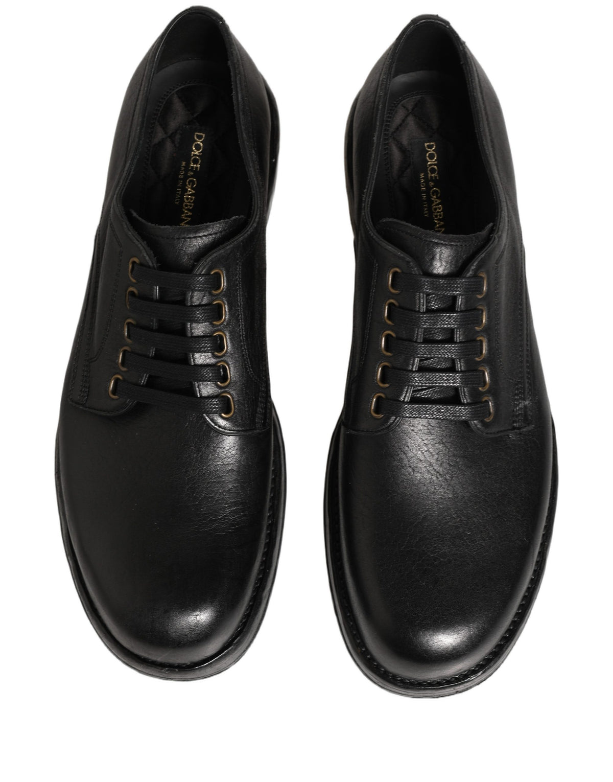Dolce & Gabbana Black Leather Derby Dress Shoes for Timeless Elegance