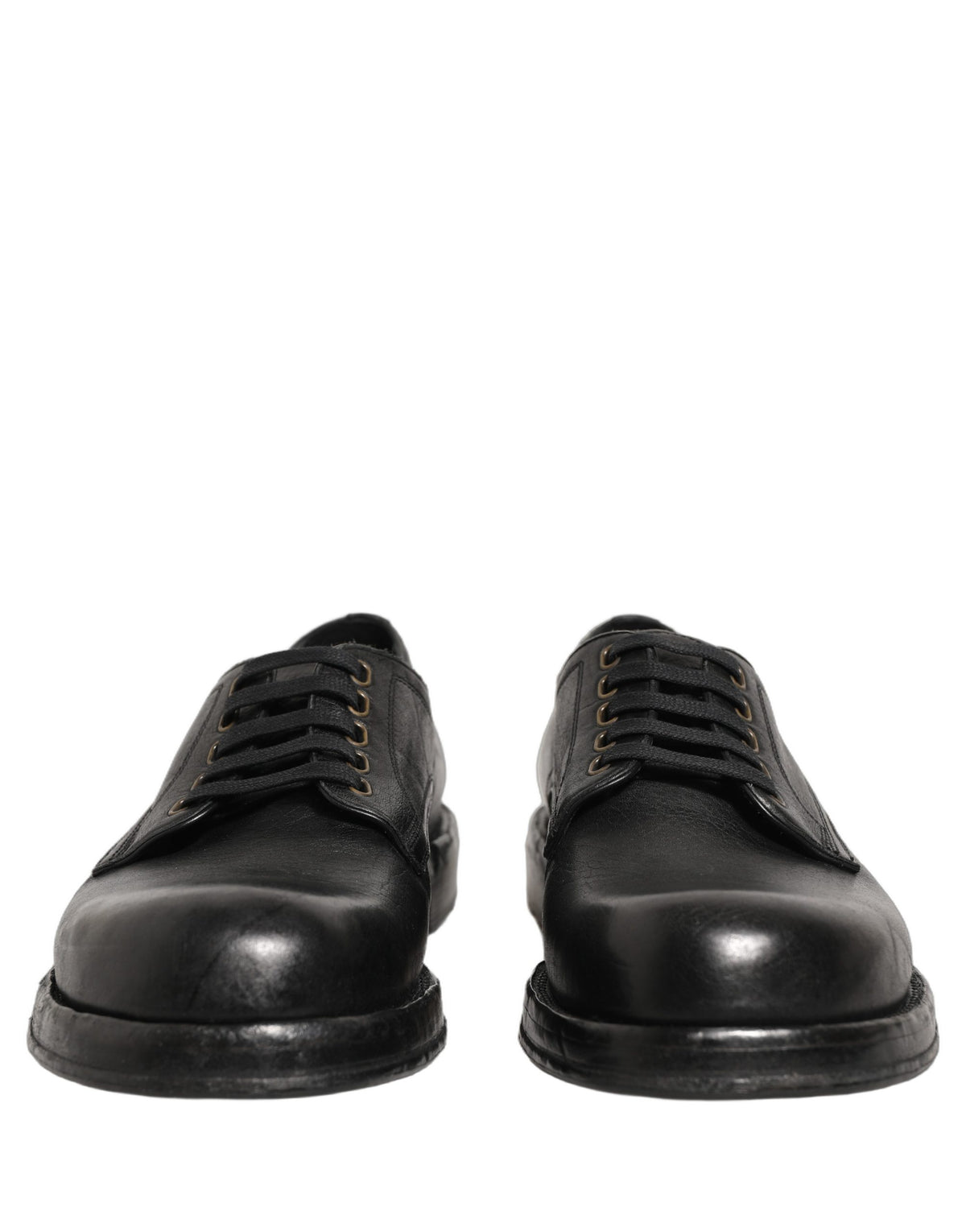 Dolce & Gabbana Black Leather Derby Dress Shoes for Timeless Elegance
