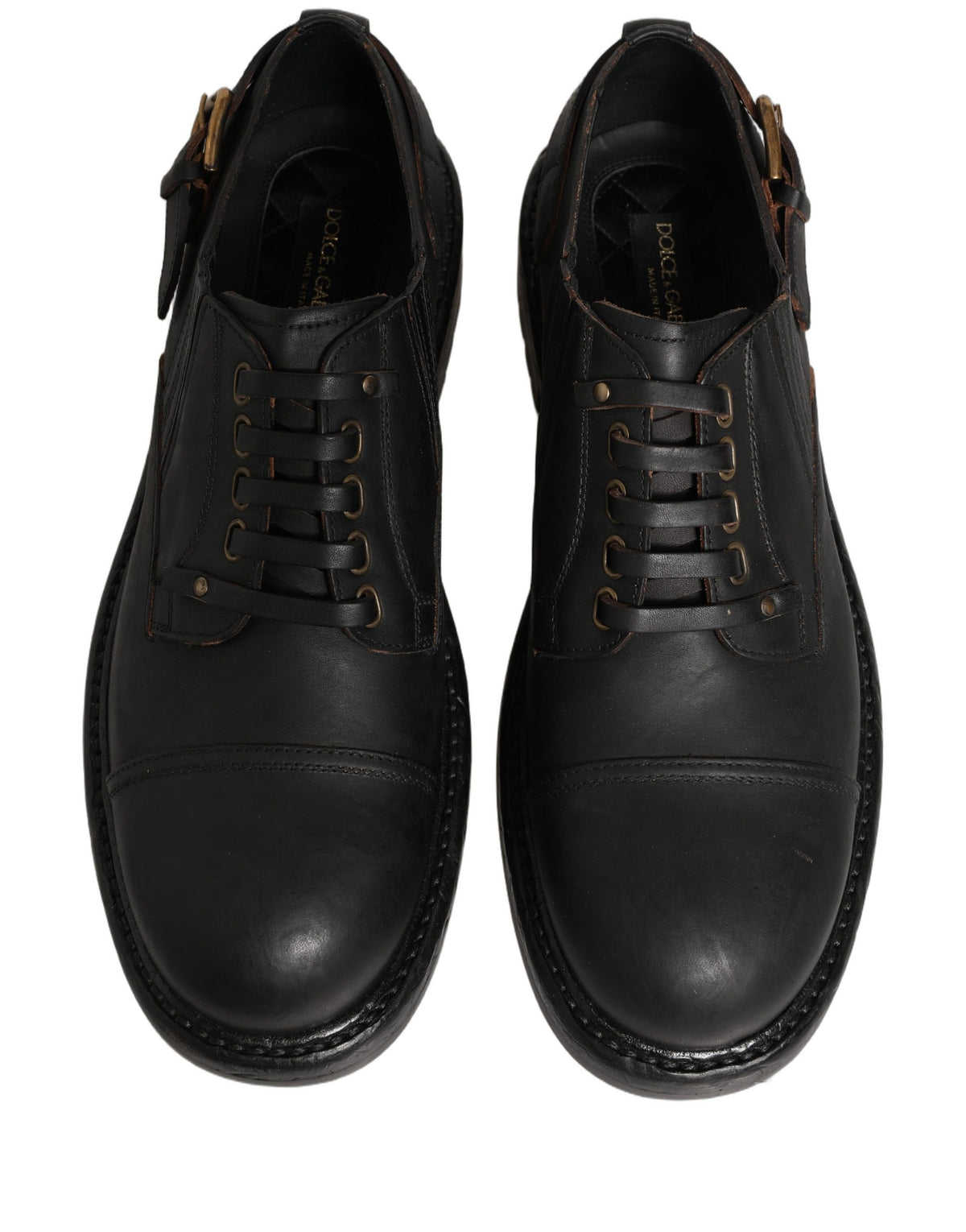 Dolce & Gabbana Black Leather Derby Shoes for Timeless Elegance