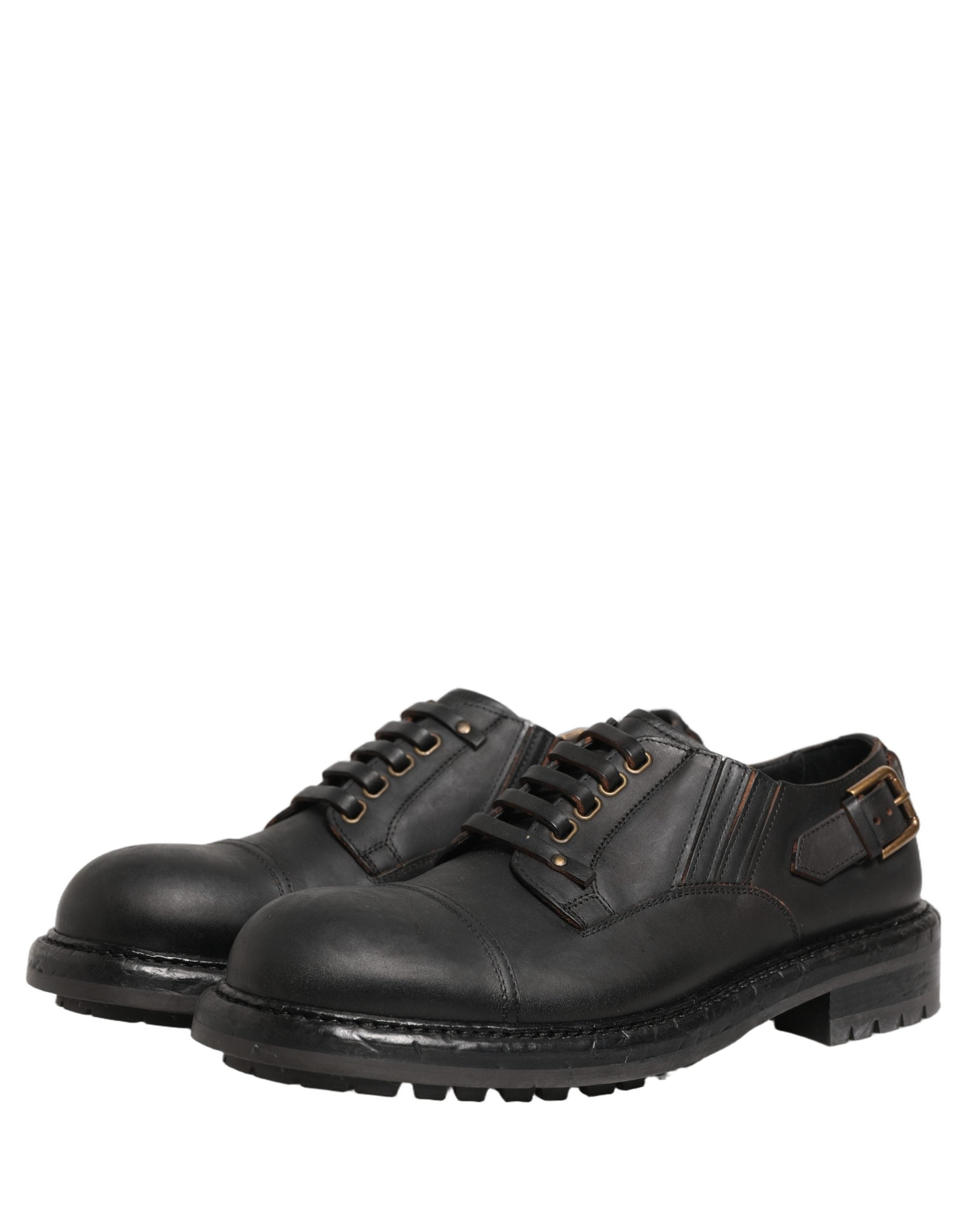 Discover the exquisite Dolce & Gabbana Dress Black Leather Lace Up Derby Men Shoes, a masterful blend of Italian craftsmanship and luxurious materials, perfect for the discerning individual.