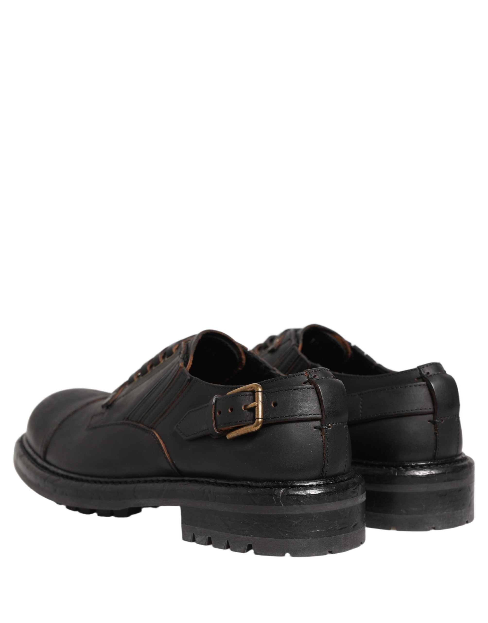 Indulge in the exquisite allure of Dolce & Gabbana's Dress Black Leather Lace Up Derby Men Shoes, a testament to Italian craftsmanship and timeless elegance, perfect for any distinguished occasion.