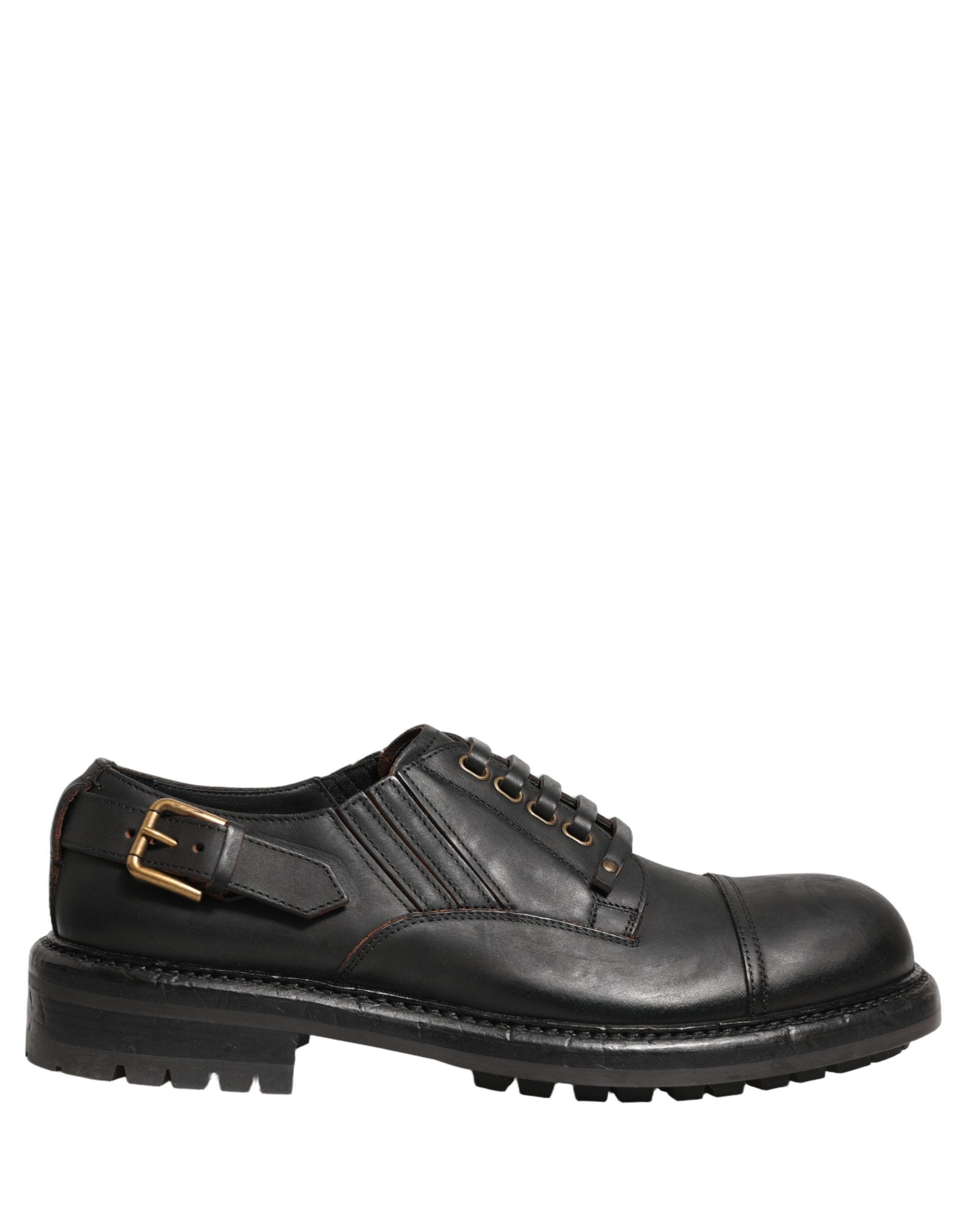 Elevate your style with Dolce & Gabbana's Dress Black Leather Lace Up Derby Shoes, a masterpiece of Italian craftsmanship that embodies timeless elegance and luxurious allure.