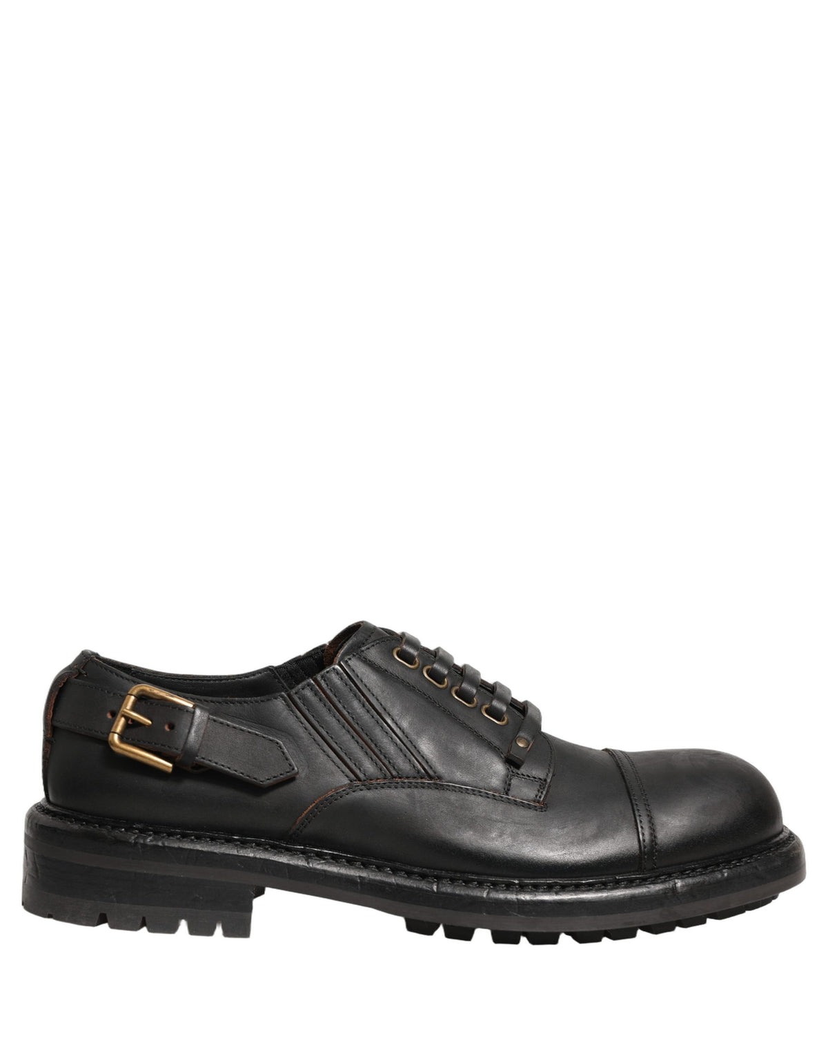 Dolce & Gabbana Black Leather Derby Shoes for Timeless Elegance