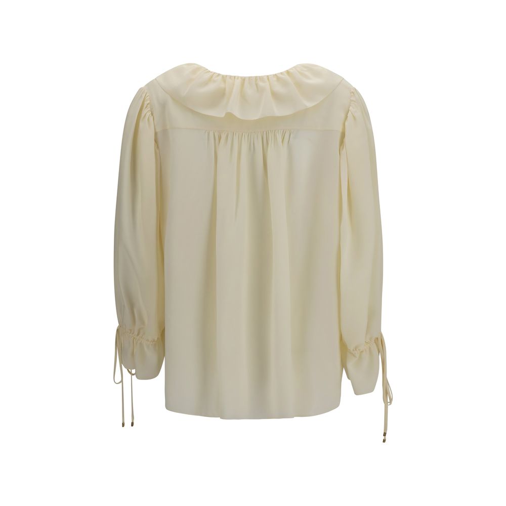 Chloé Beige Silk Blouse - Artisanal Elegance for Timeless Luxury