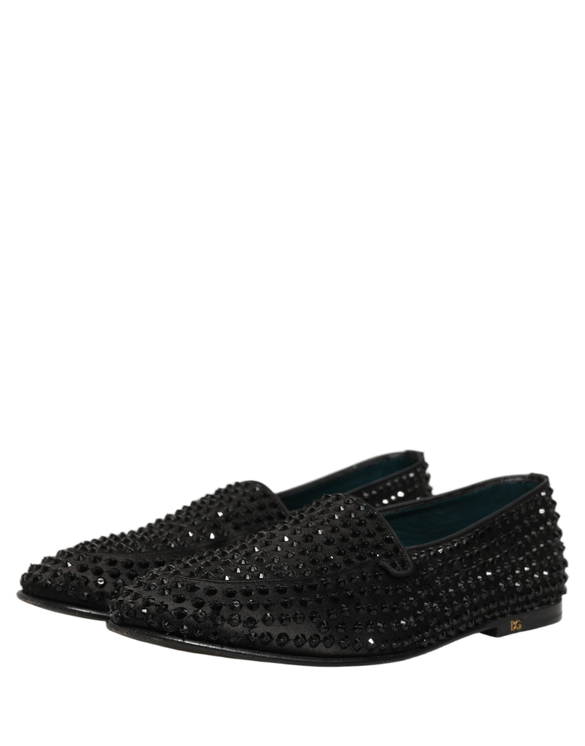 Dolce & Gabbana Black Rhinestone Embellished Loafers, Luxury Elegance