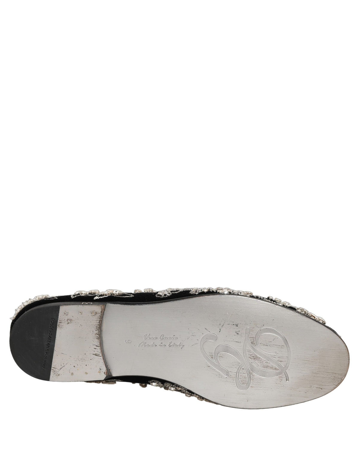 Dolce & Gabbana Black Velvet Embellished Dress Loafers