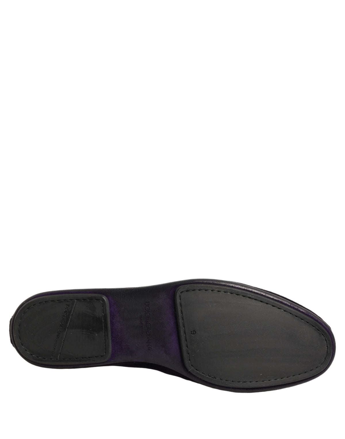 Dolce & Gabbana Purple Velvet Crown Embroidery Loafers