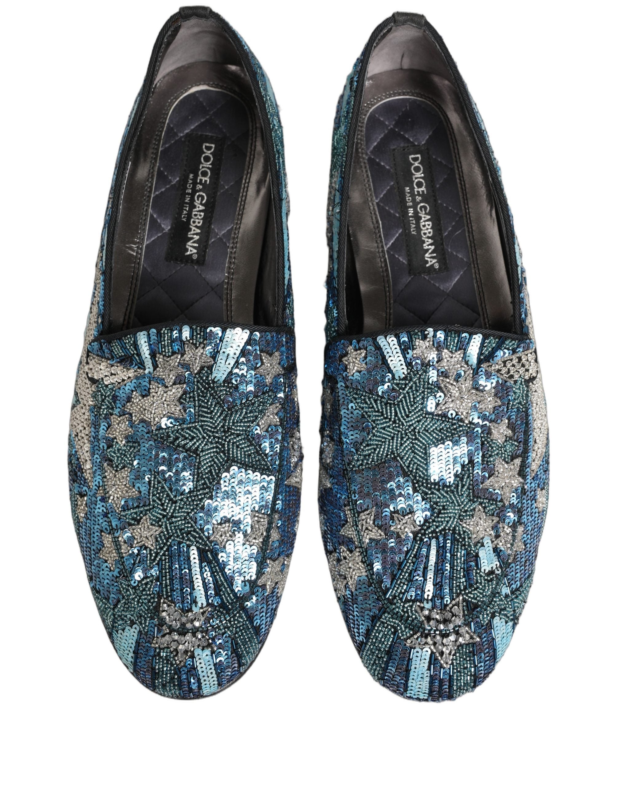 Elevate your style with Dolce & Gabbana Multicolor Embroidered Sequin Loafers, a masterpiece of Italian craftsmanship that embodies luxury and artistic allure.