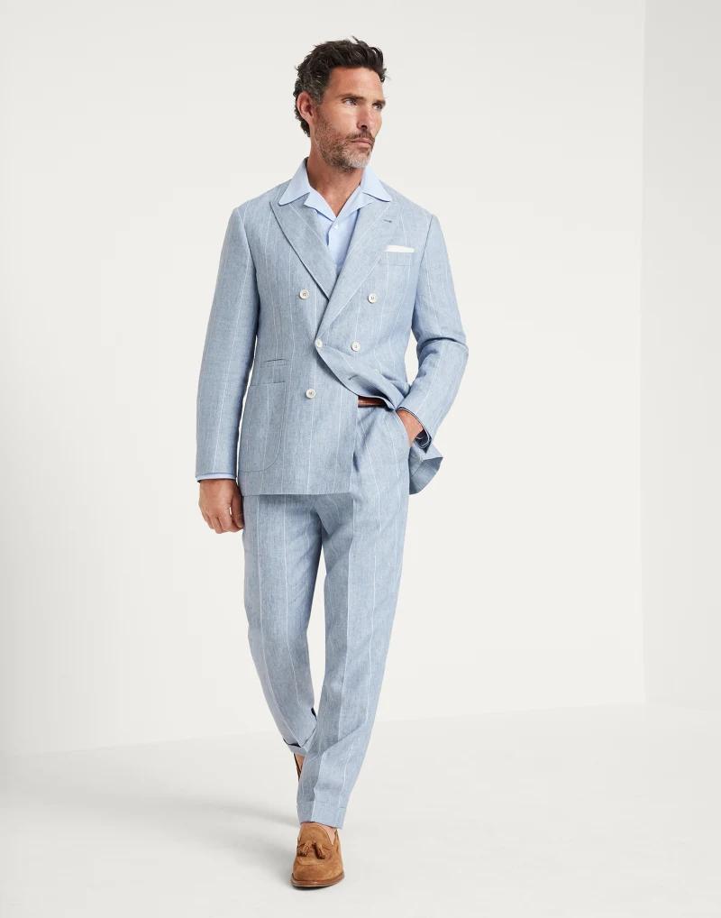 Brunello Cucinelli Light Blue Linen Blazer