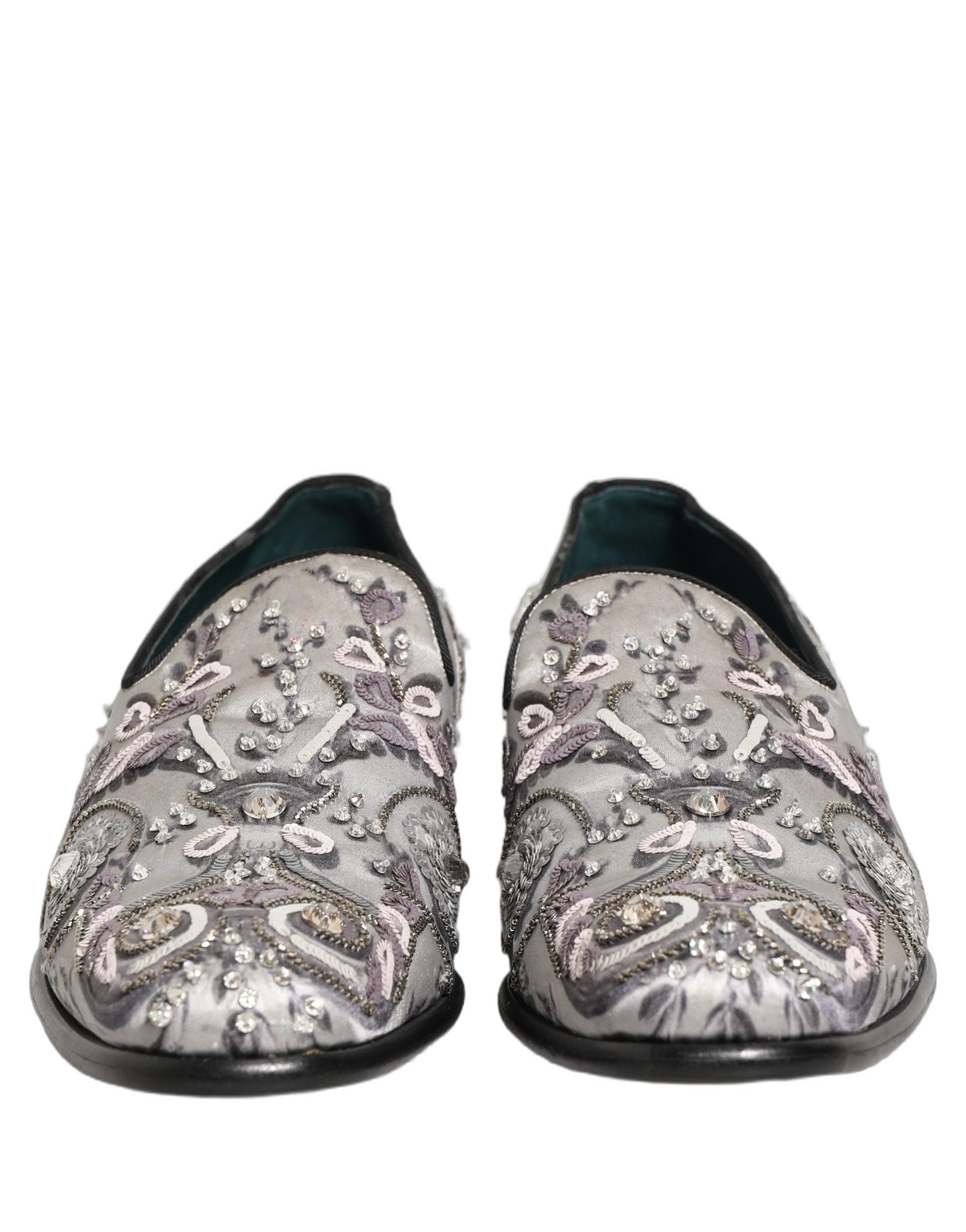 Dolce & Gabbana White Sequined Loafers - Artisanal Elegance