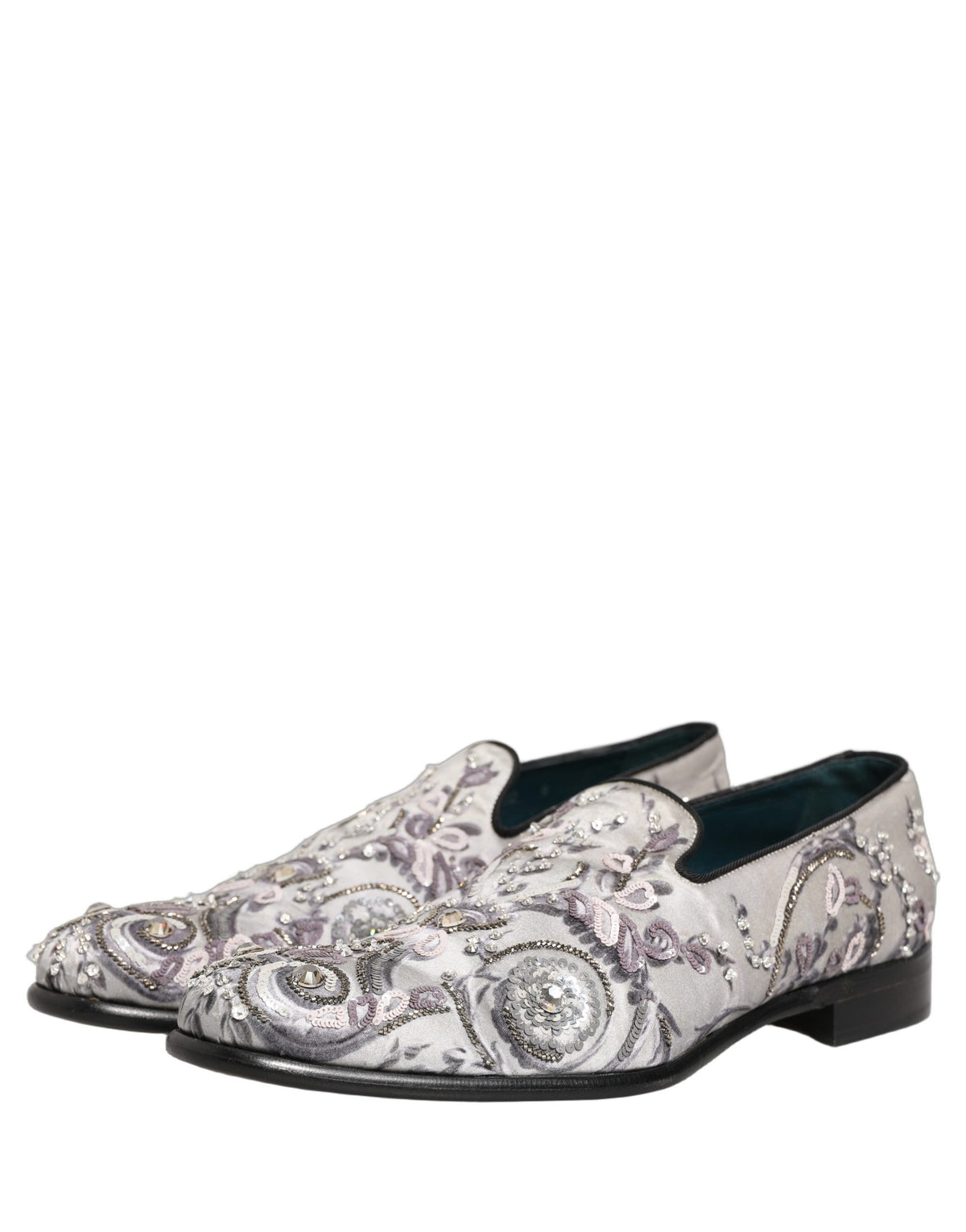 Dolce & Gabbana White Sequined Loafers - Artisanal Elegance