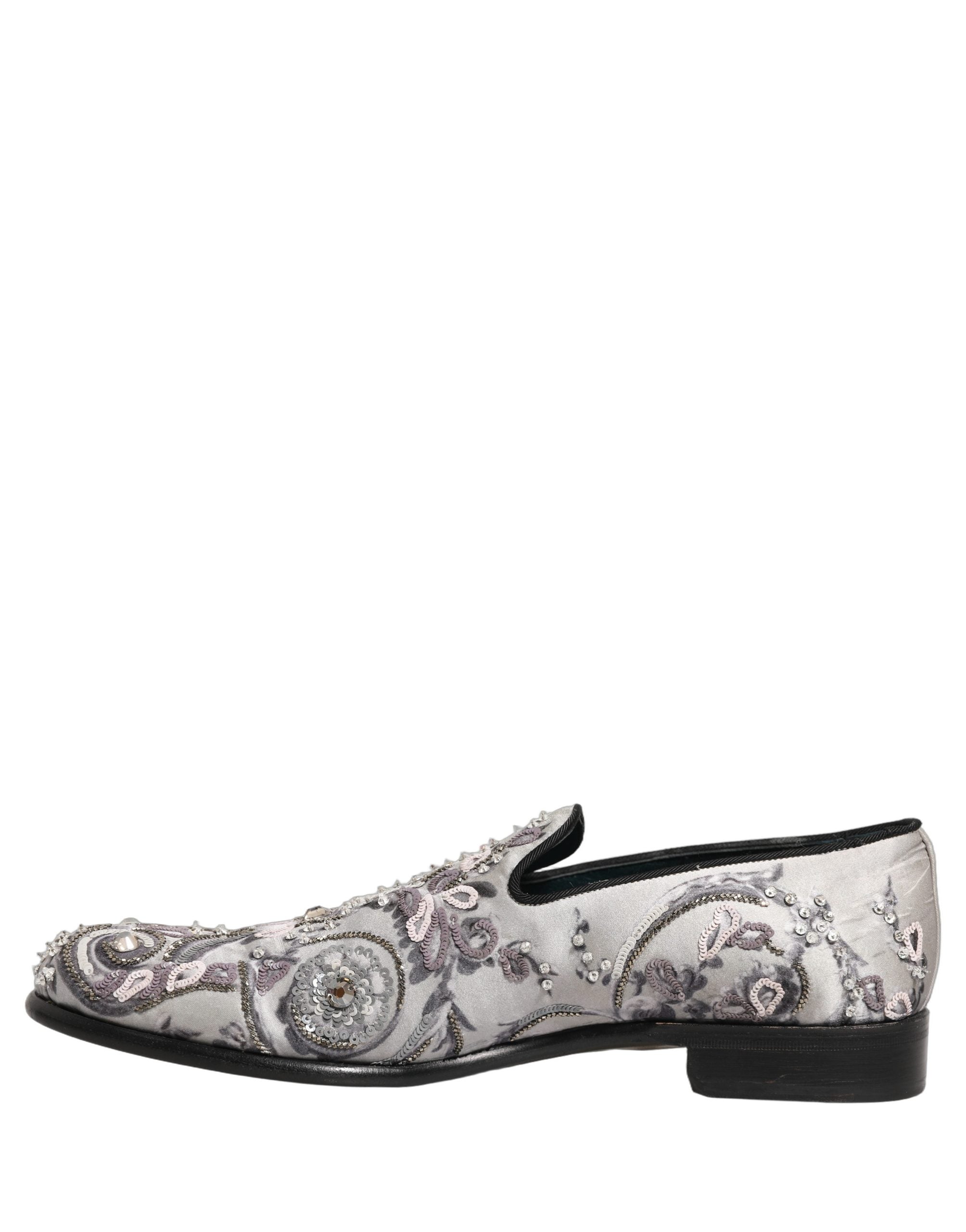 Dolce & Gabbana White Sequined Loafers - Artisanal Elegance