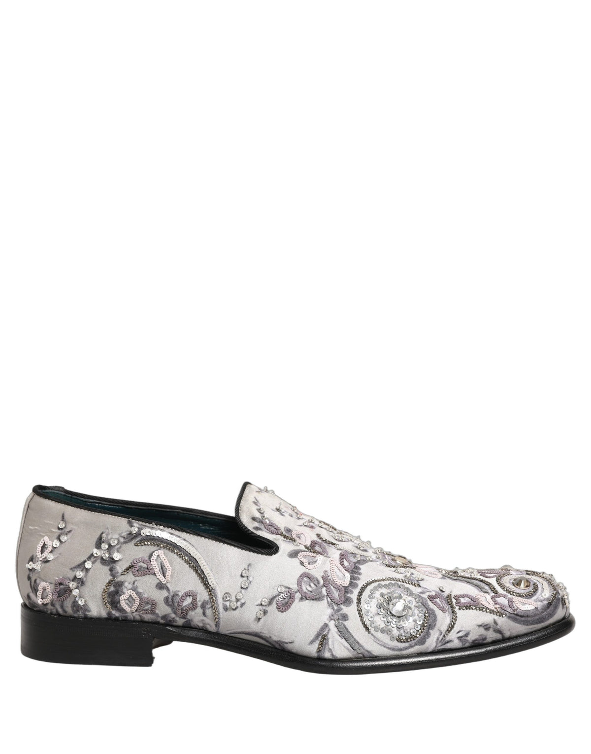 Dolce & Gabbana White Sequined Loafers - Artisanal Elegance