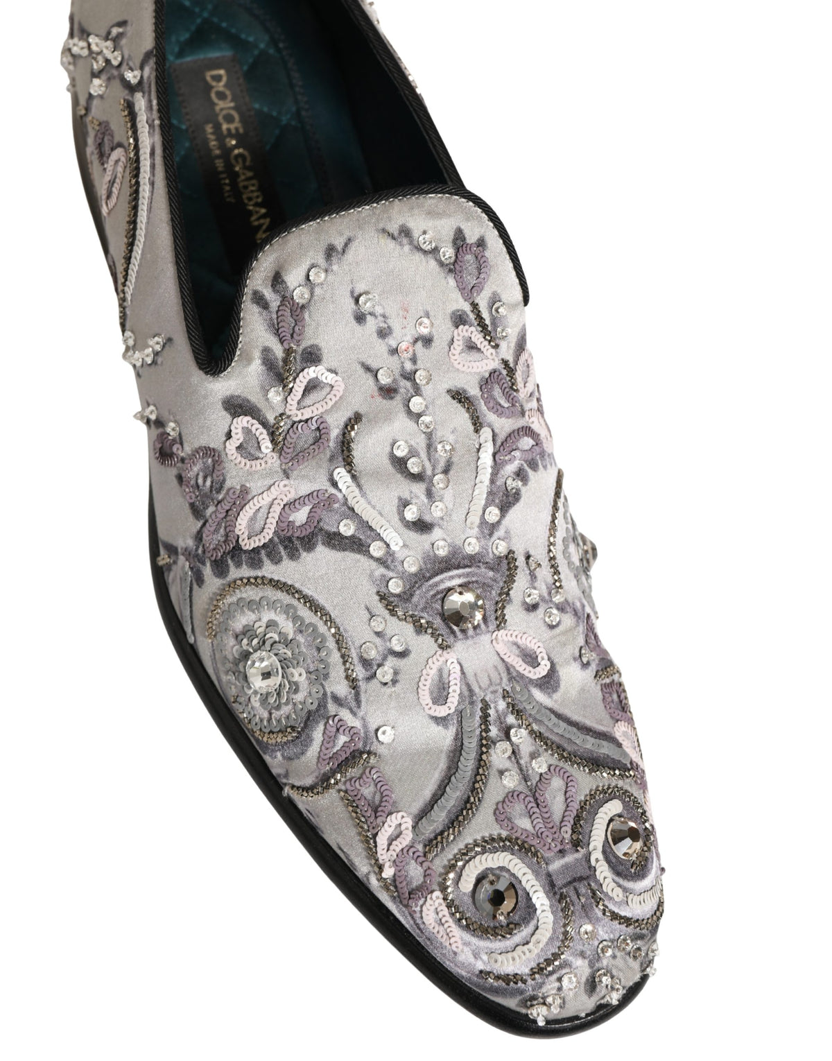Dolce & Gabbana White Sequined Loafers - Artisanal Elegance