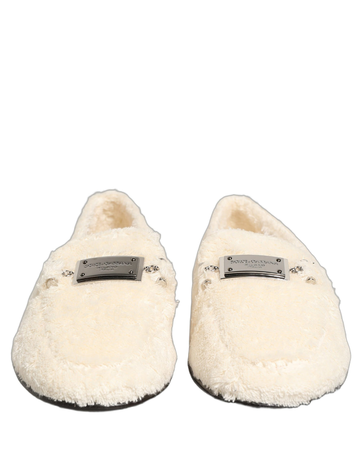 Dolce & Gabbana White Fur Shearling Loafers - Luxurious Footwear
