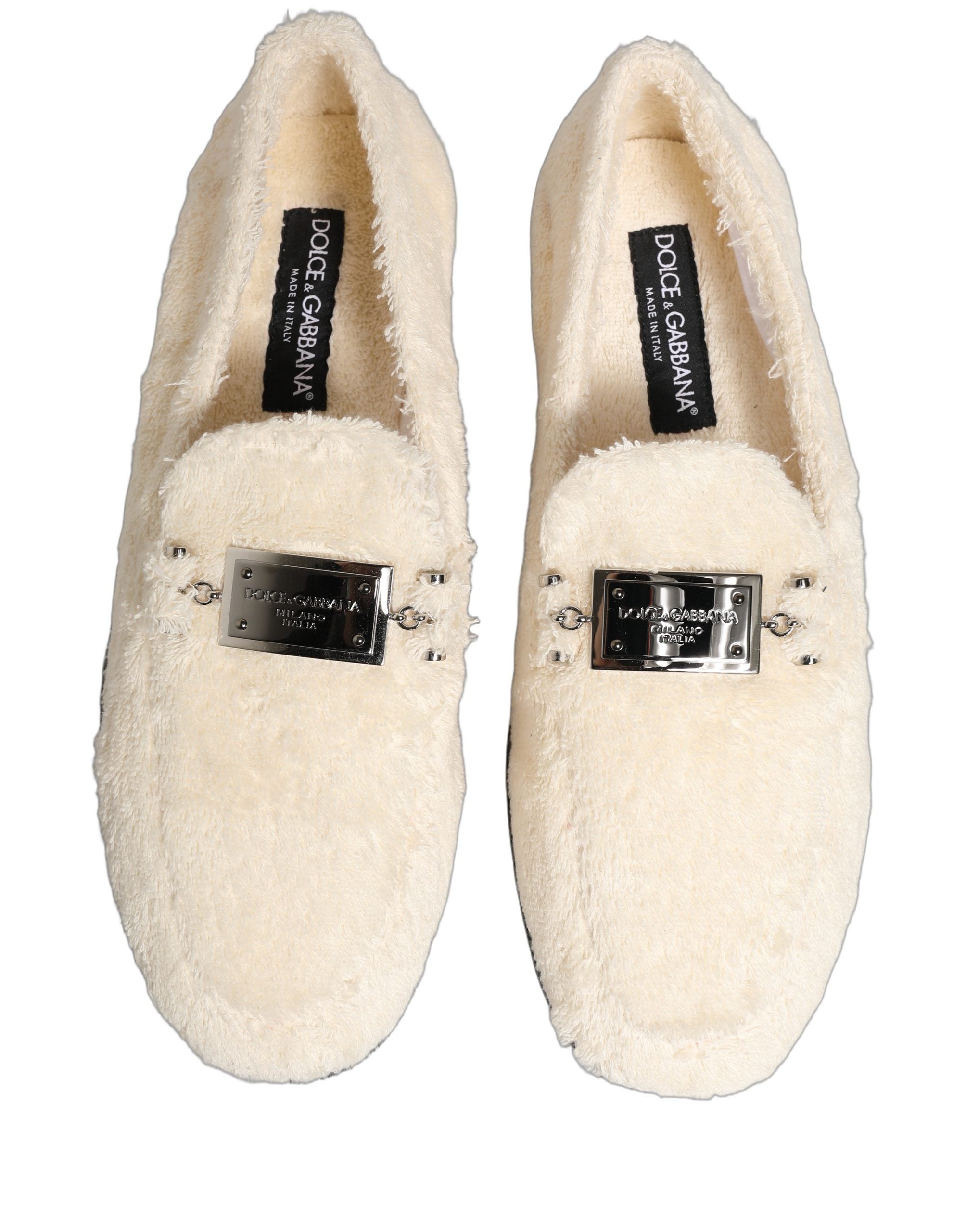 Dolce & Gabbana White Shearling Loafers - Luxurious Footwear
