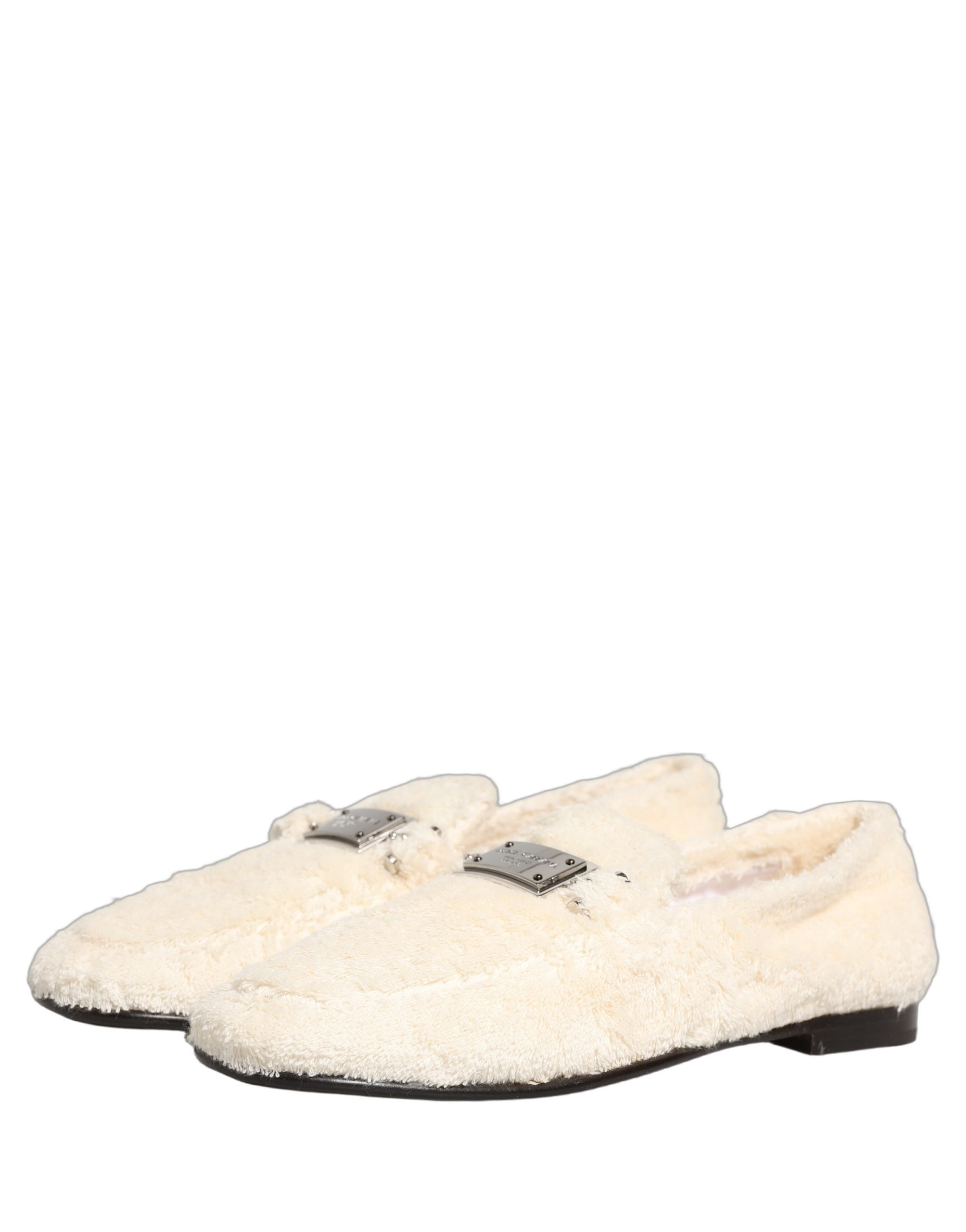 Dolce & Gabbana White Fur Shearling Loafers - Exquisite Luxury