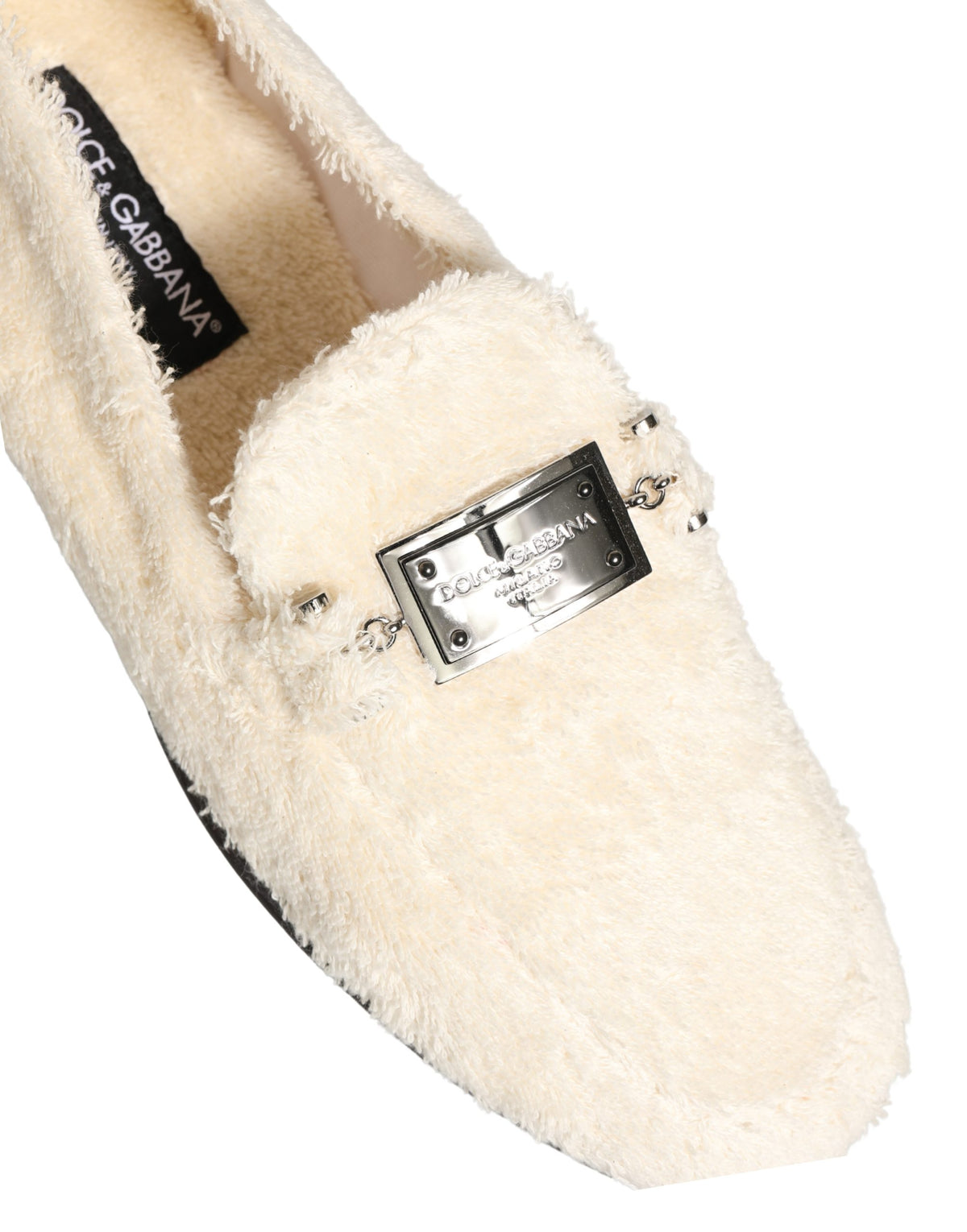 Dolce & Gabbana White Fur Shearling Loafers - Luxurious Footwear