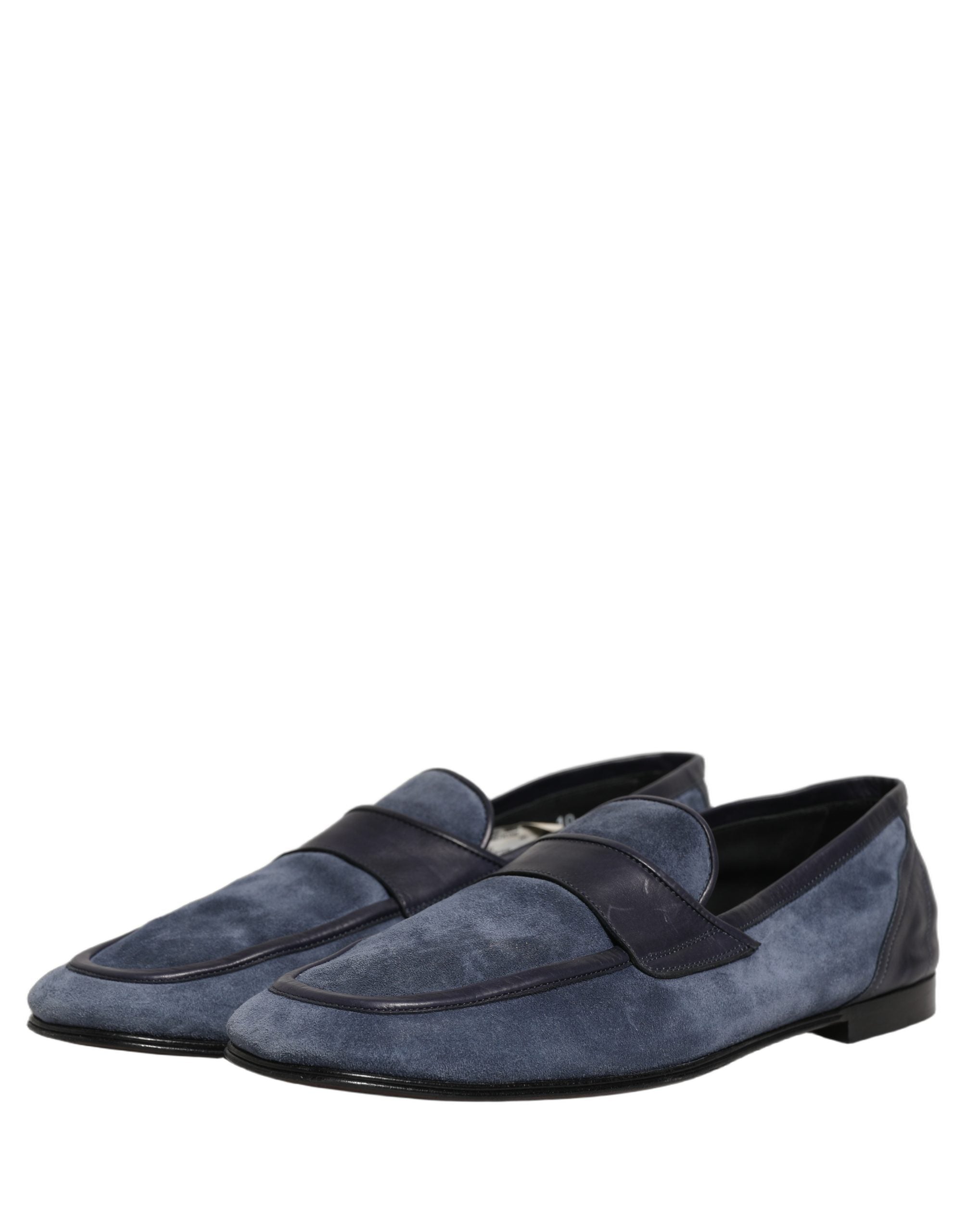 Dolce & Gabbana Blue Suede Leather Loafers for Timeless Elegance