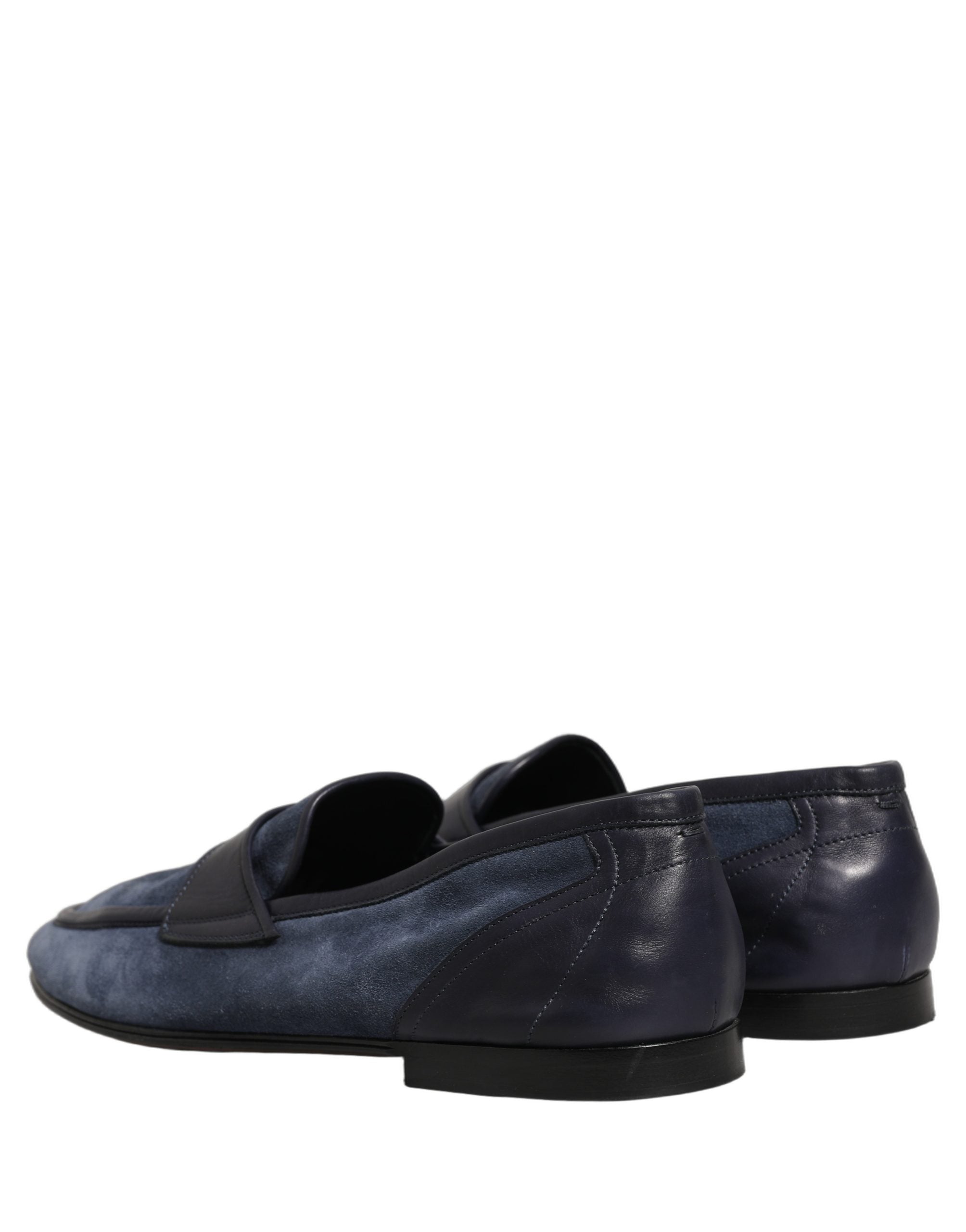 Dolce & Gabbana Blue Suede Leather Loafers for Timeless Elegance