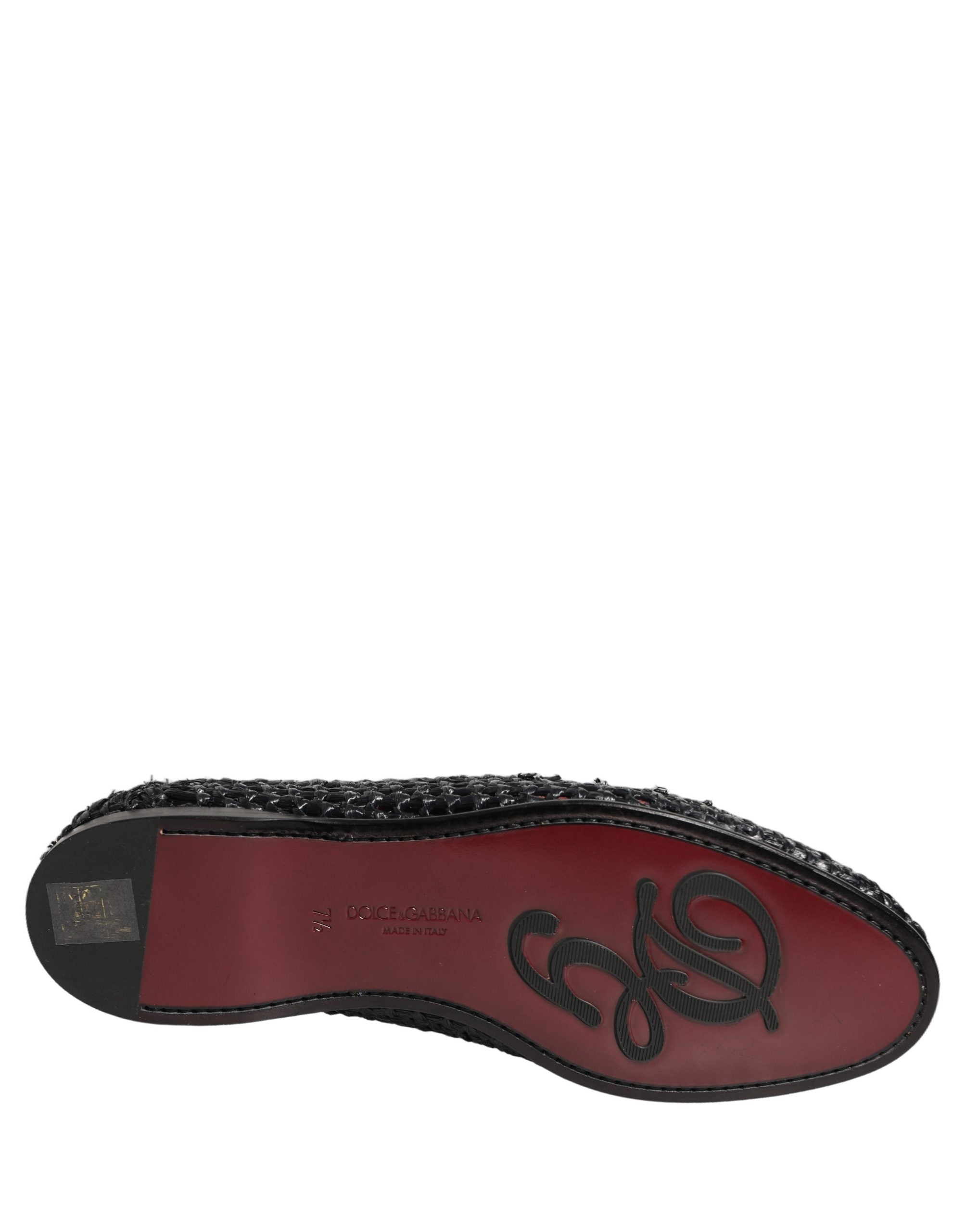 Dolce & Gabbana Black Woven Raffia Slip-On Loafers - Luxury Redefined