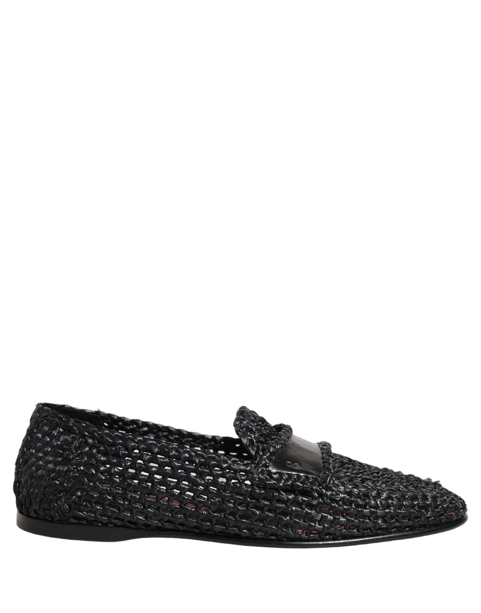 Dolce & Gabbana Black Woven Raffia Slip-On Loafers - Luxury Redefined