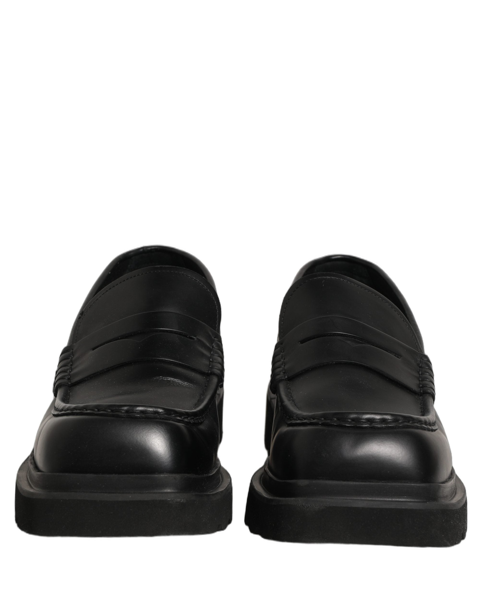 Dolce & Gabbana Black Calfskin Leather Loafers for Timeless Elegance