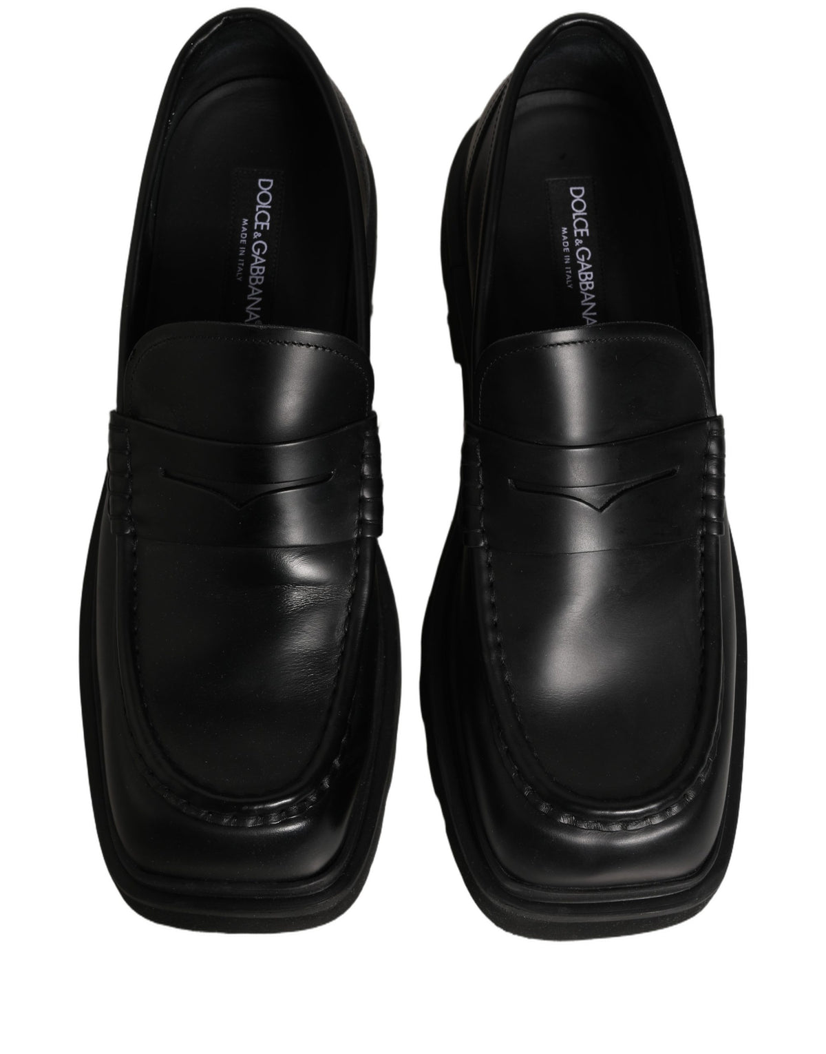 Dolce & Gabbana Black Calfskin Leather Loafers for Timeless Elegance