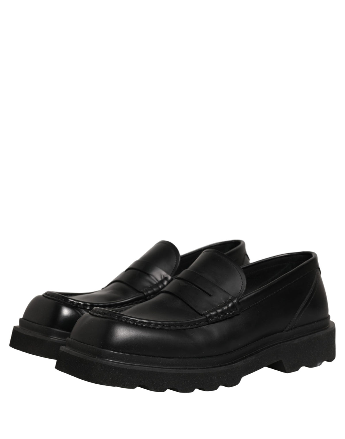 Dolce & Gabbana Black Calfskin Leather Loafers for Timeless Elegance