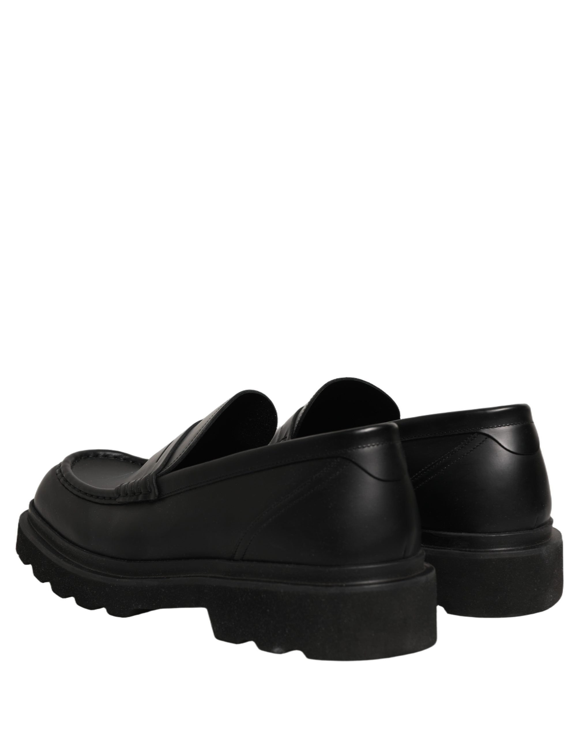 Dolce & Gabbana Black Calfskin Leather Loafers for Timeless Elegance