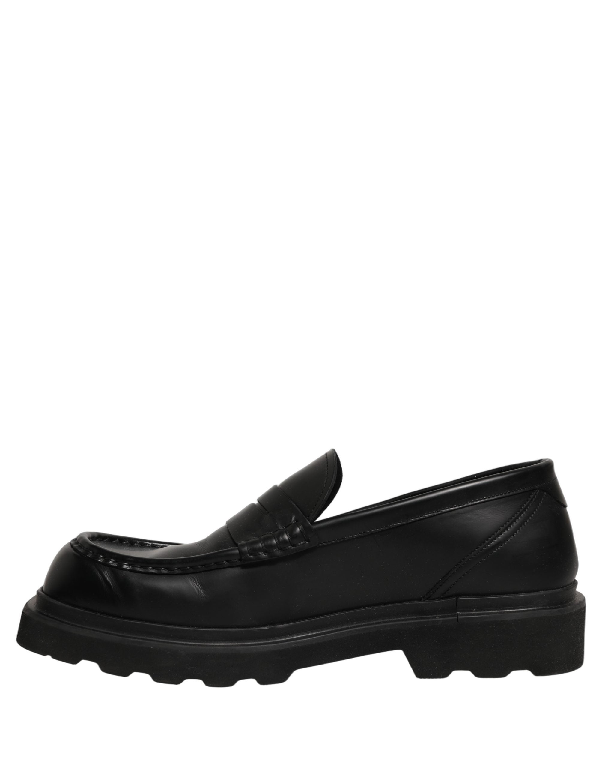 Dolce & Gabbana Black Calfskin Leather Loafers for Timeless Elegance