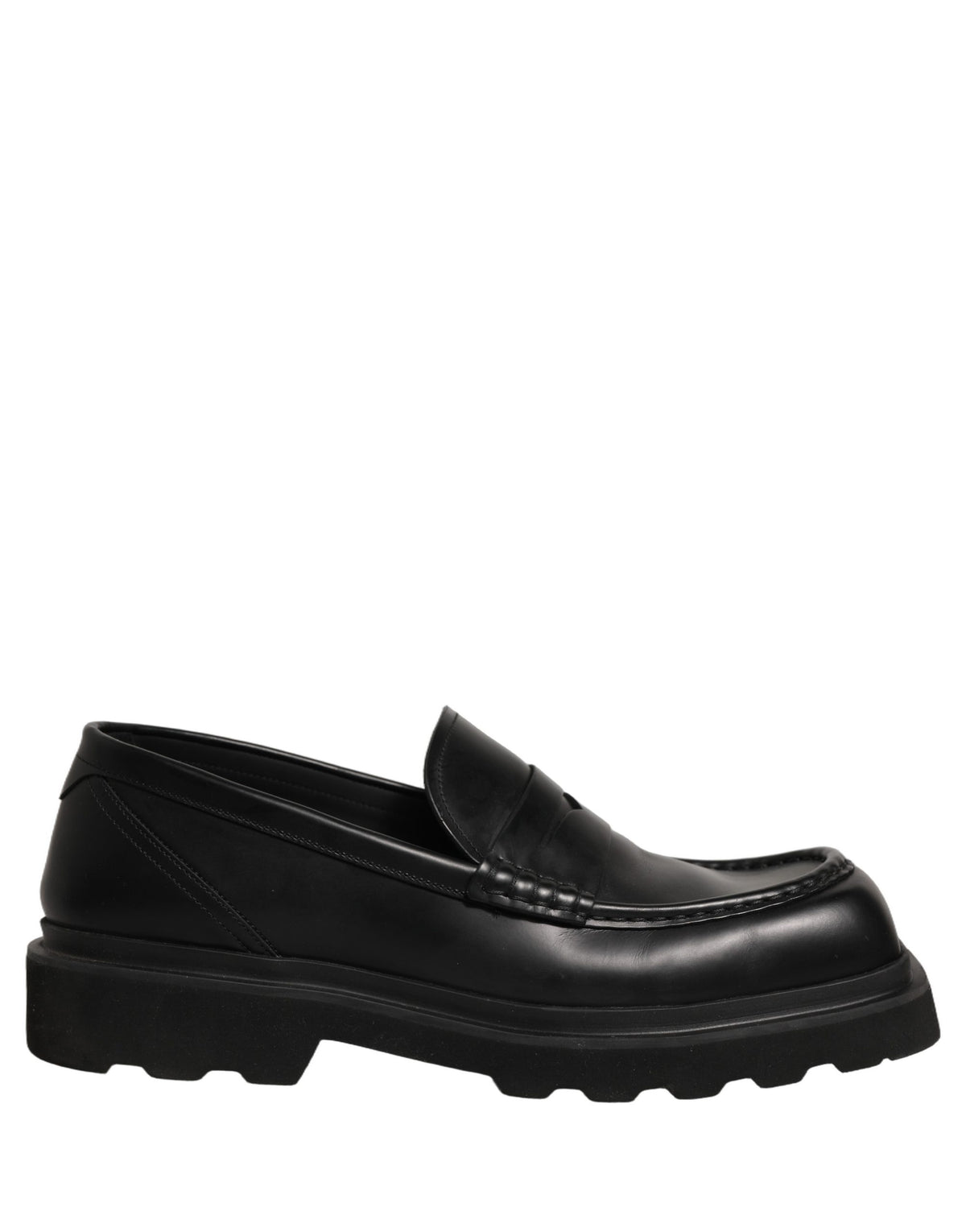 Dolce & Gabbana Black Calfskin Leather Loafers for Timeless Elegance