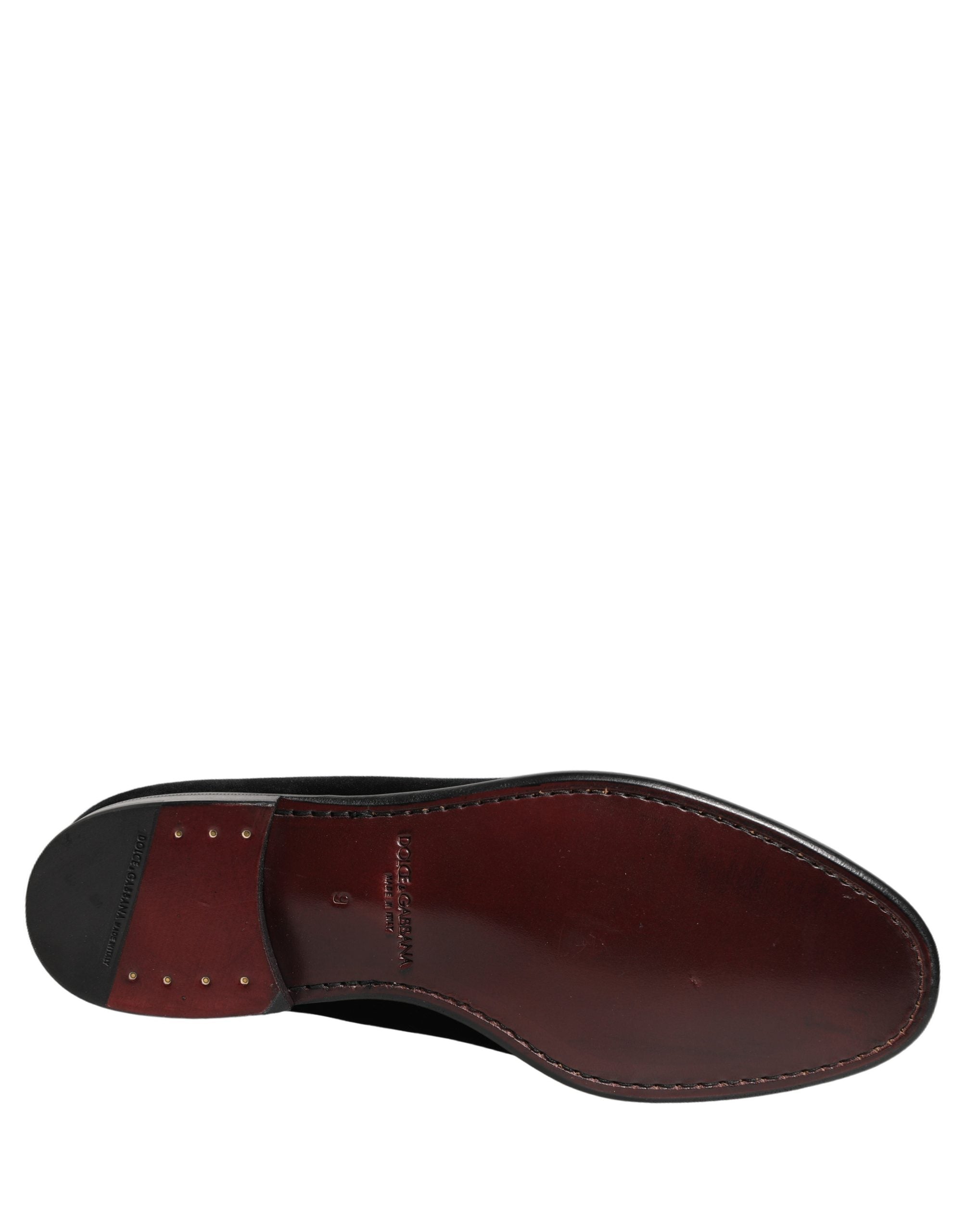 Dolce & Gabbana Black Velvet Loafers - Artisan Luxury Elegance