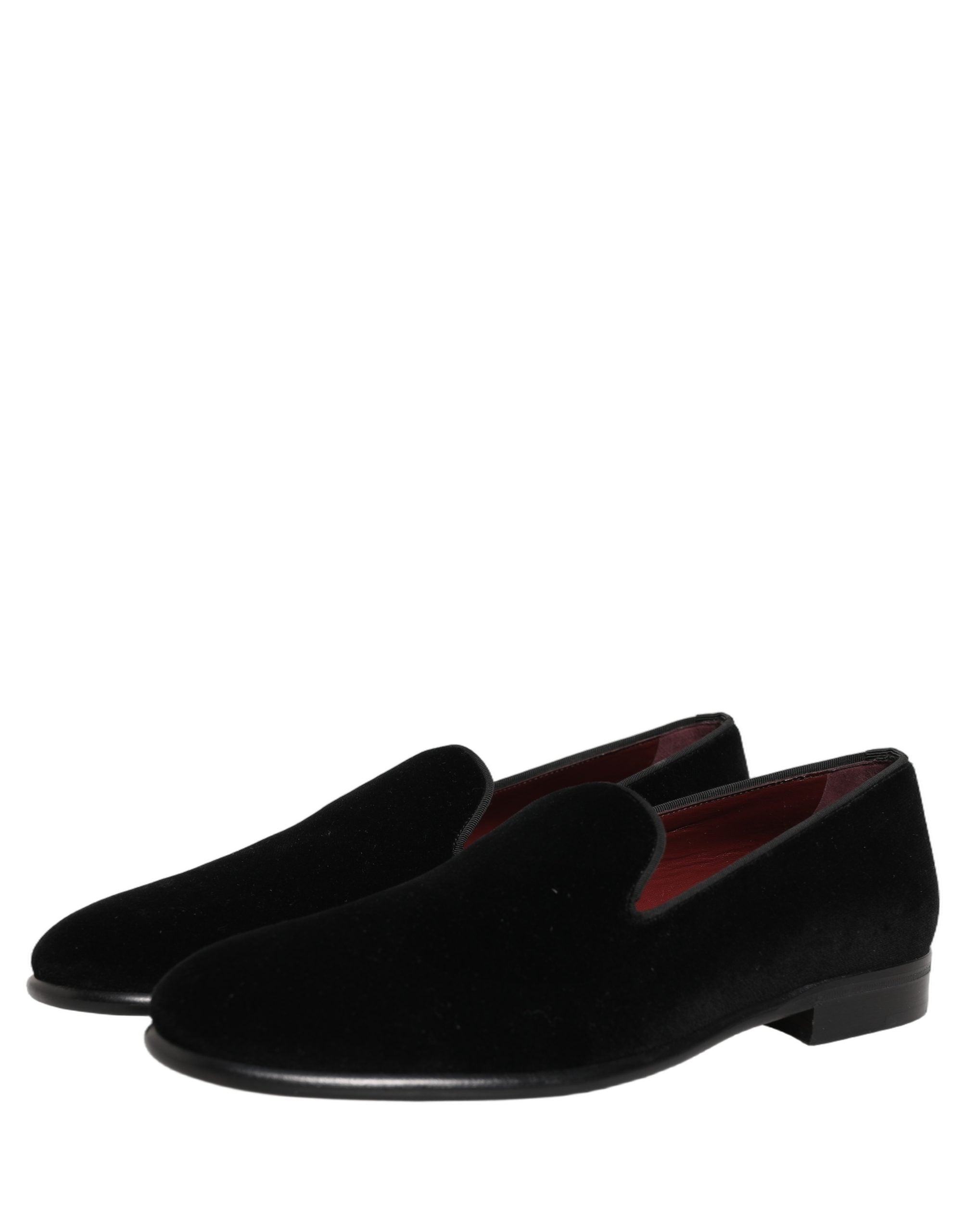 Dolce & Gabbana Black Velvet Loafers - Artisan Luxury Elegance