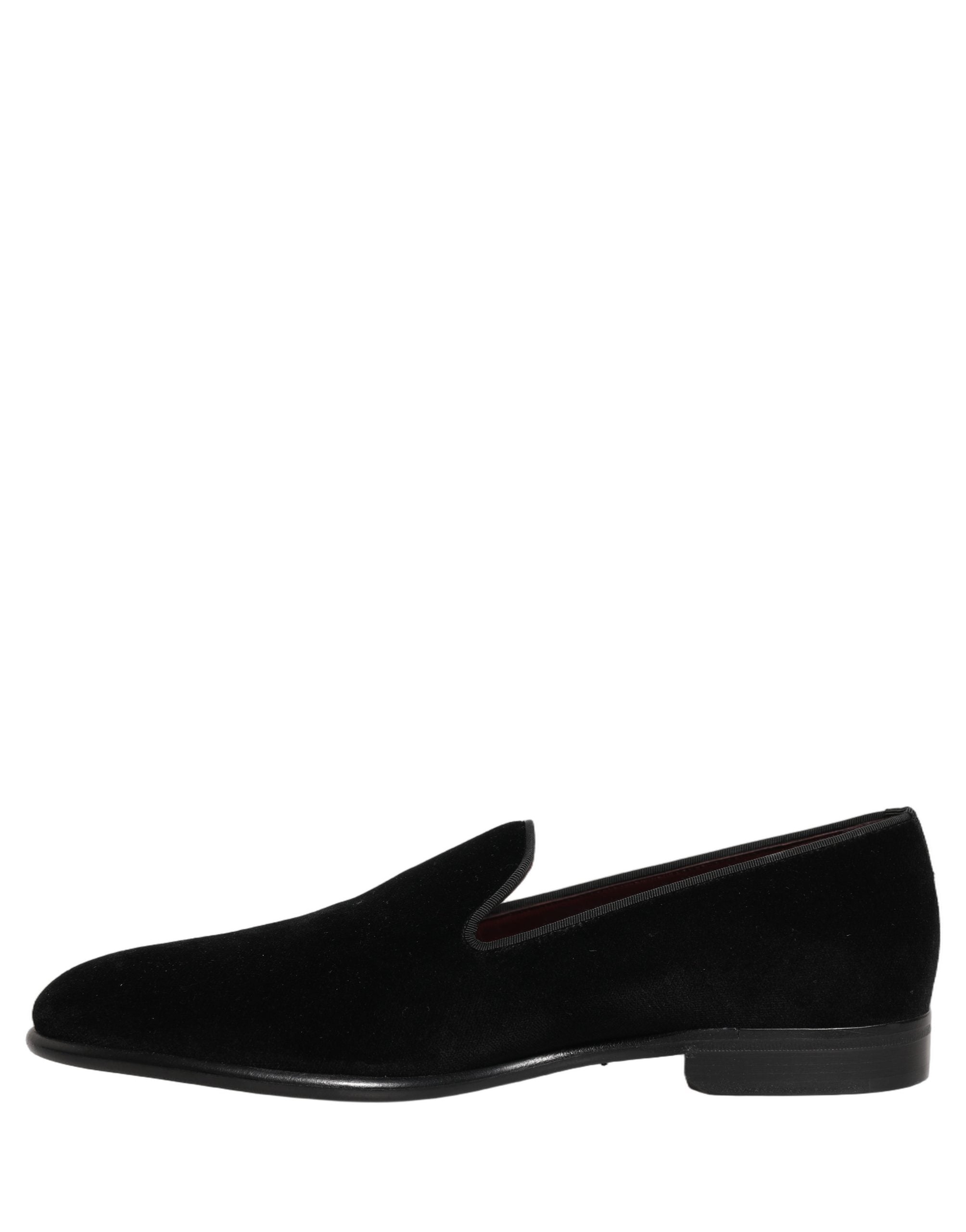 Dolce & Gabbana Black Velvet Loafers - Artisan Luxury Elegance